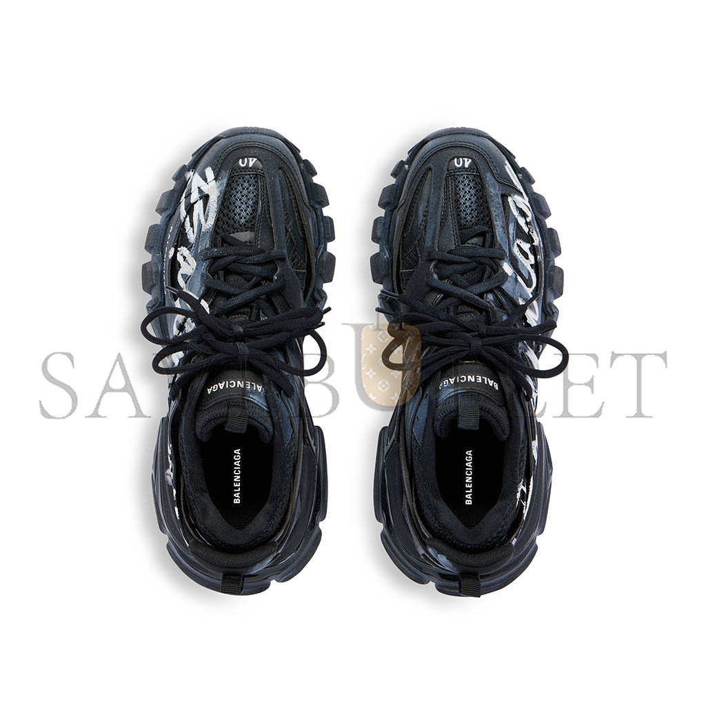 BALENCIAGA WOMEN'S TRACK SIGNATURE SNEAKER IN BLACK WHITE 542023WTRHW1090 BALENCIAGA WOMEN'S TRACK SIGNATURE SNEAKER IN BLACK WHITE 542023WTRHW1090