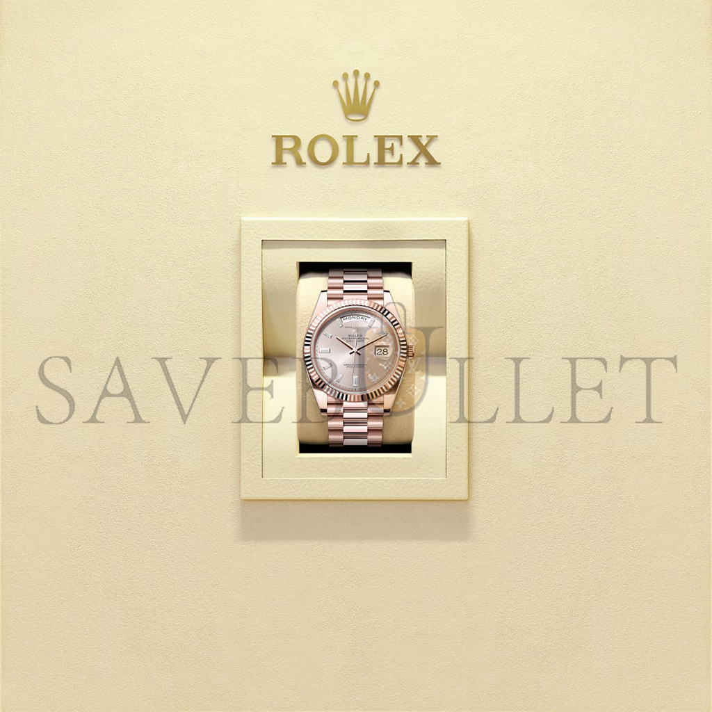 ROLEX DAY-DATE 40 OYSTER, 40 MM, EVEROSE GOLD WATCH 228235-0004