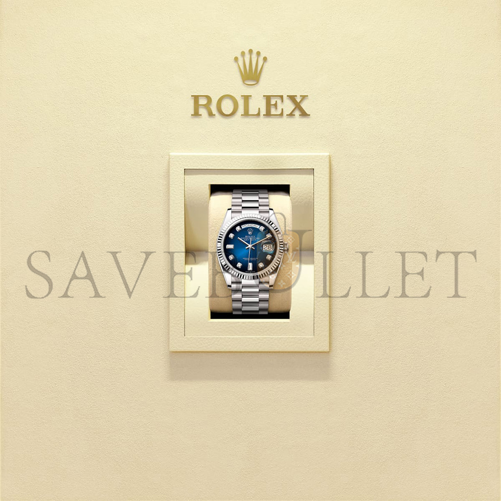ROLEX DAY-DATE 36 OYSTER, 36 MM, WHITE GOLD WATCH 128239-0023