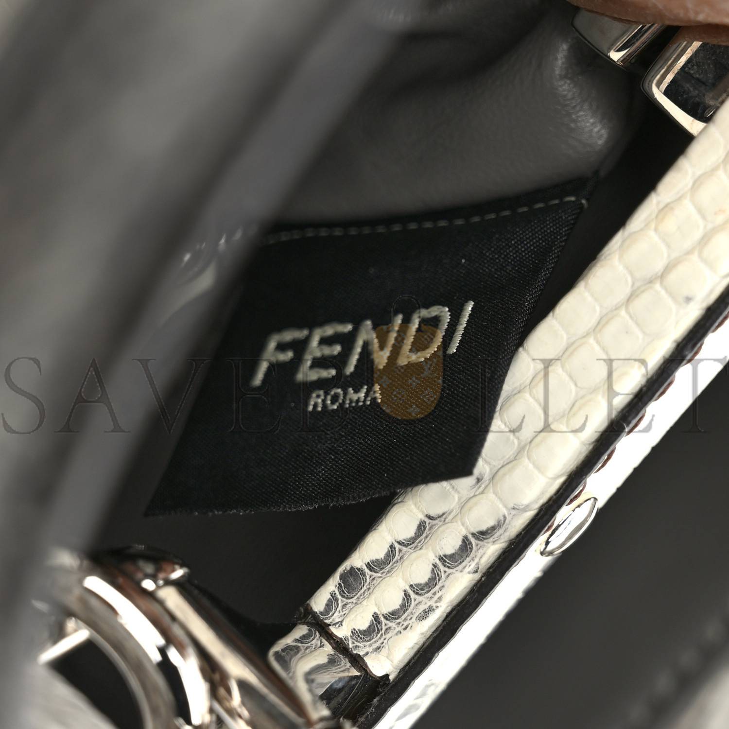 FENDI LIZARD TOGO SHINY NAPPA MINI PEEKABOO ICONIC SATCHEL ROCCIA (23*18*12cm) FENDI LIZARD TOGO SHINY NAPPA MINI PEEKABOO ICONIC SATCHEL ROCCIA (23*18*12cm)