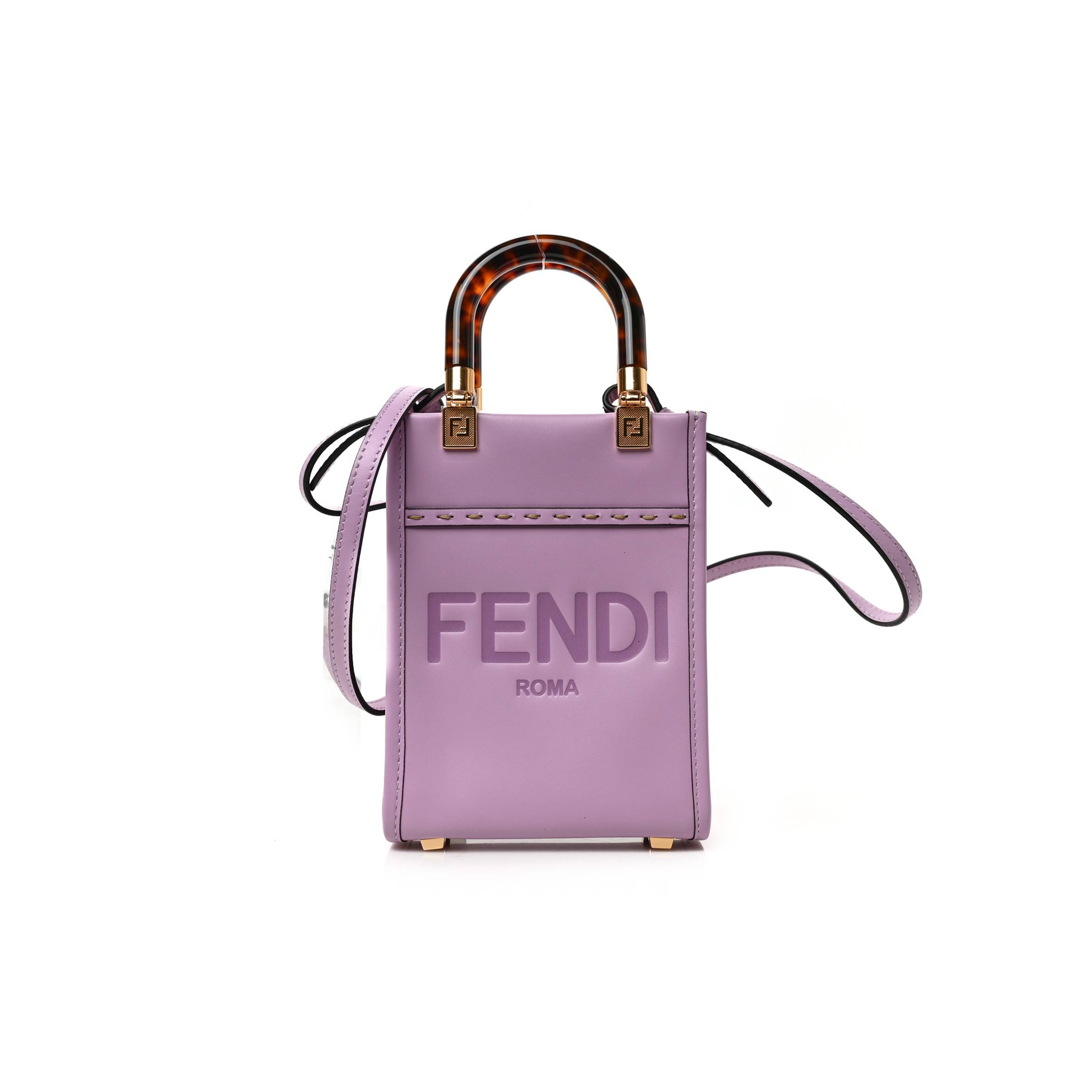 FENDI VITELLO KING PLEXIGLASS LOGO EMBOSSED MINI FENDI SUNSHINE SHOPPER TOTE LAVANDA (18*13*6cm) FENDI VITELLO KING PLEXIGLASS LOGO EMBOSSED MINI FENDI SUNSHINE SHOPPER TOTE LAVANDA (18*13*6cm)