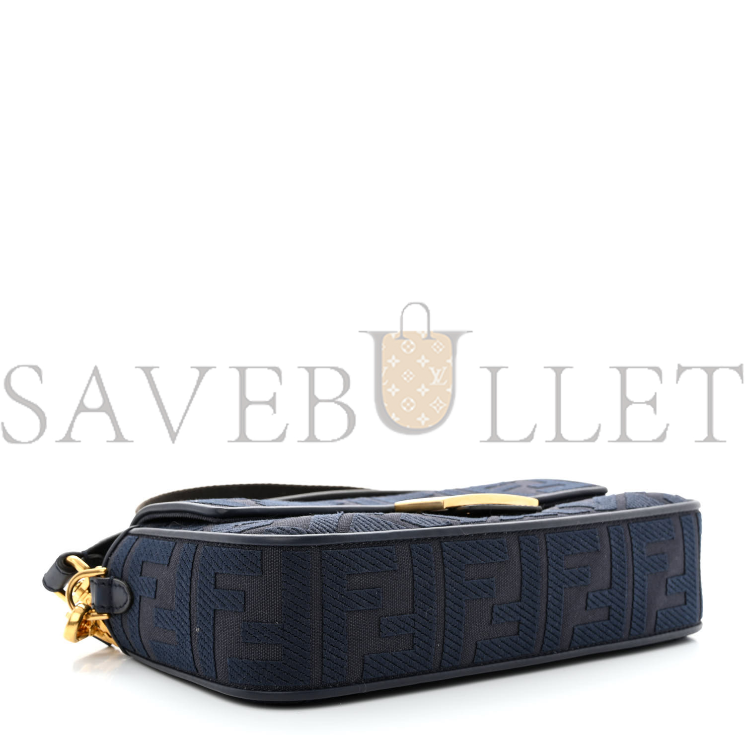 FENDI CANVAS VITELLO KING BI-COLOR STRAP FF EMBROIDERED BAGUETTE MIDNIGHT (27*16*6cm) FENDI CANVAS VITELLO KING BI-COLOR STRAP FF EMBROIDERED BAGUETTE MIDNIGHT (27*16*6cm)