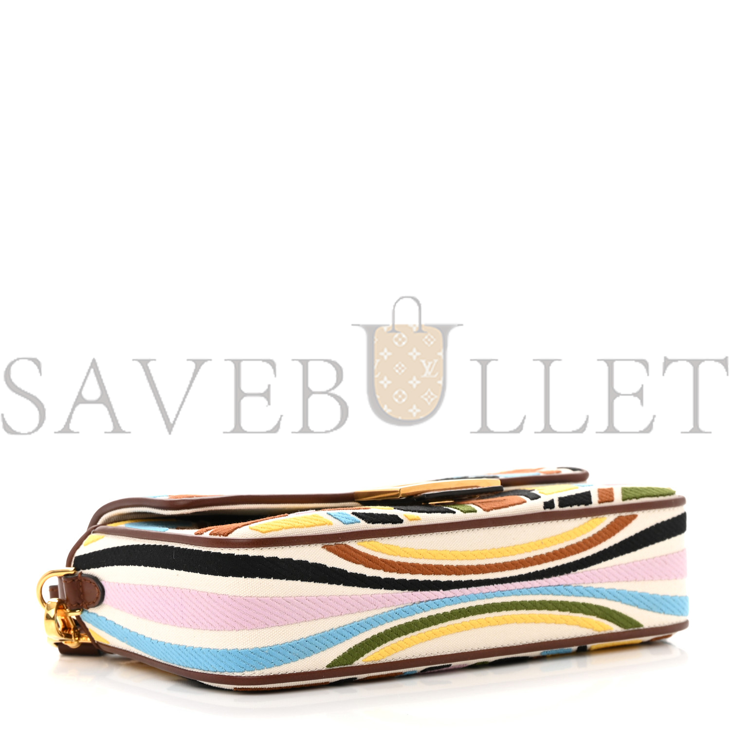 FENDI X SARA COLEMAN CANVAS VITELLO KING SETA FF FISH EYE EMBROIDERED BAGUETTE GREZZO MULTICOLOR GHIANDA (28*15*6cm) FENDI X SARA COLEMAN CANVAS VITELLO KING SETA FF FISH EYE EMBROIDERED BAGUETTE GREZZO MULTICOLOR GHIANDA (28*15*6cm)