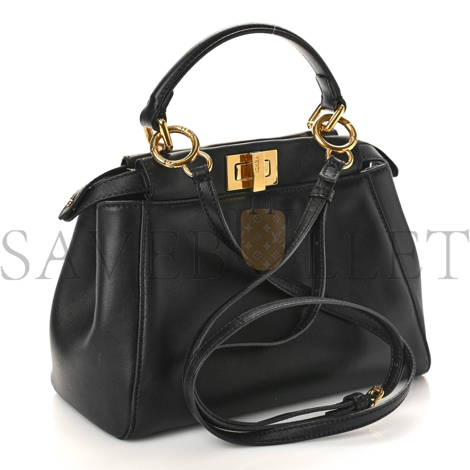 FENDI NAPPA MINI PEEKABOO ICONIC SATCHEL BLACK (23*17*11cm) FENDI NAPPA MINI PEEKABOO ICONIC SATCHEL BLACK (23*17*11cm)