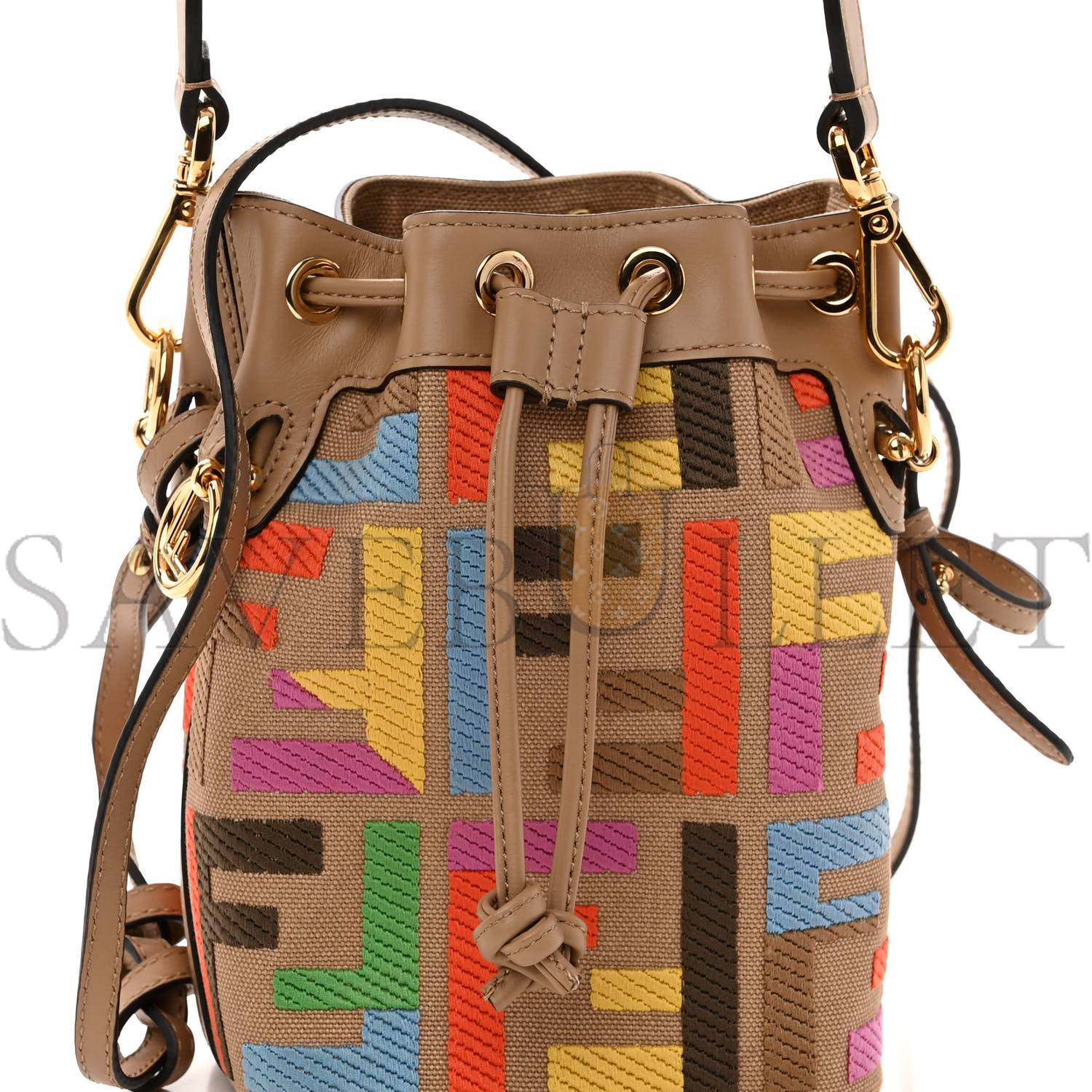 FENDI CANVAS VITELLO KING F IS FENDI FF MULTICOLOR EMBROIDERED MINI MON TRESOR BUCKET BAG MULTICOLOR CUOIO (18*12*10cm) FENDI CANVAS VITELLO KING F IS FENDI FF MULTICOLOR EMBROIDERED MINI MON TRESOR BUCKET BAG MULTICOLOR CUOIO (18*12*10cm)