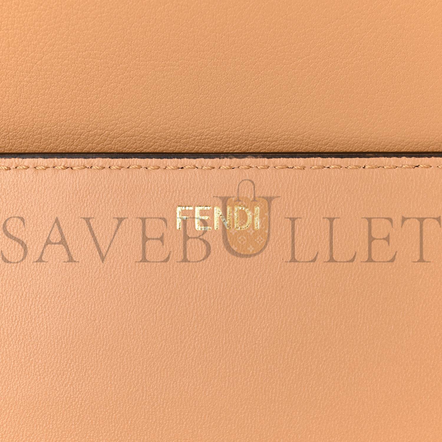 FENDI VITELLO SETA NAPPA FF STRIPED EMBOSSED MEDIUM PEEKABOO I SEE U SATCHEL MIELE SCURO MULTICOLOR (33*25*13cm) FENDI VITELLO SETA NAPPA FF STRIPED EMBOSSED MEDIUM PEEKABOO I SEE U SATCHEL MIELE SCURO MULTICOLOR (33*25*13cm)