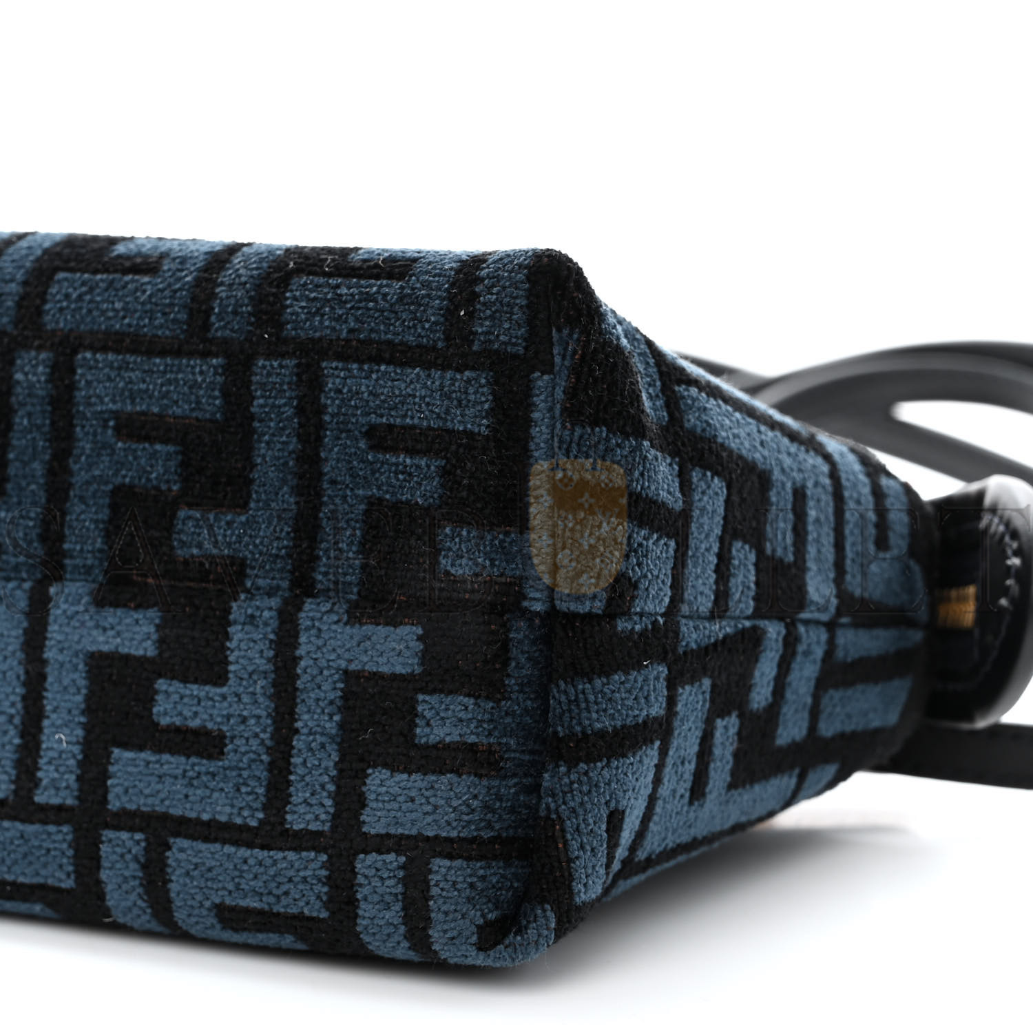 FENDI CHENILLE VITELLO KING PLEXIGLASS FF MINI BY THE WAY TOP HANDLE BOSTON BAG BLUE BLACK (17*11*8cm) FENDI CHENILLE VITELLO KING PLEXIGLASS FF MINI BY THE WAY TOP HANDLE BOSTON BAG BLUE BLACK (17*11*8cm)