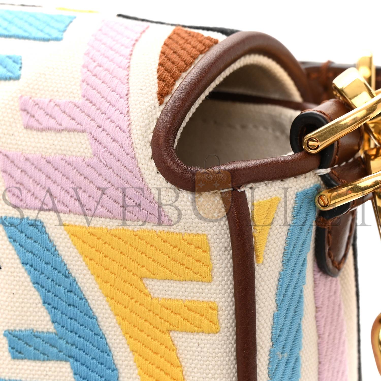 FENDI X SARA COLEMAN CANVAS VITELLO KING SETA FF FISH EYE EMBROIDERED BAGUETTE GREZZO MULTICOLOR GHIANDA (28*15*6cm) FENDI X SARA COLEMAN CANVAS VITELLO KING SETA FF FISH EYE EMBROIDERED BAGUETTE GREZZO MULTICOLOR GHIANDA (28*15*6cm)