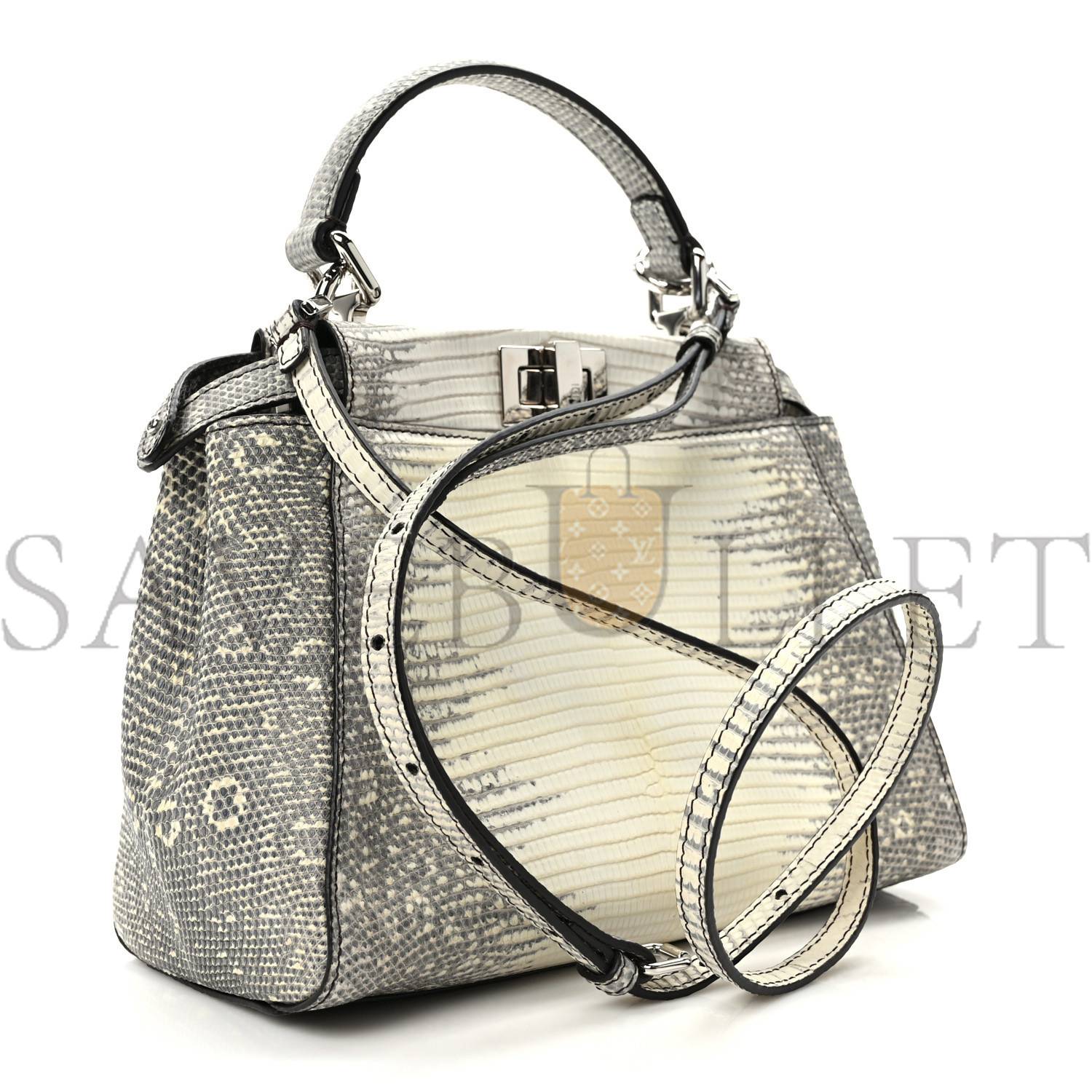 FENDI LIZARD TOGO SHINY NAPPA MINI PEEKABOO ICONIC SATCHEL ROCCIA (23*18*12cm) FENDI LIZARD TOGO SHINY NAPPA MINI PEEKABOO ICONIC SATCHEL ROCCIA (23*18*12cm)