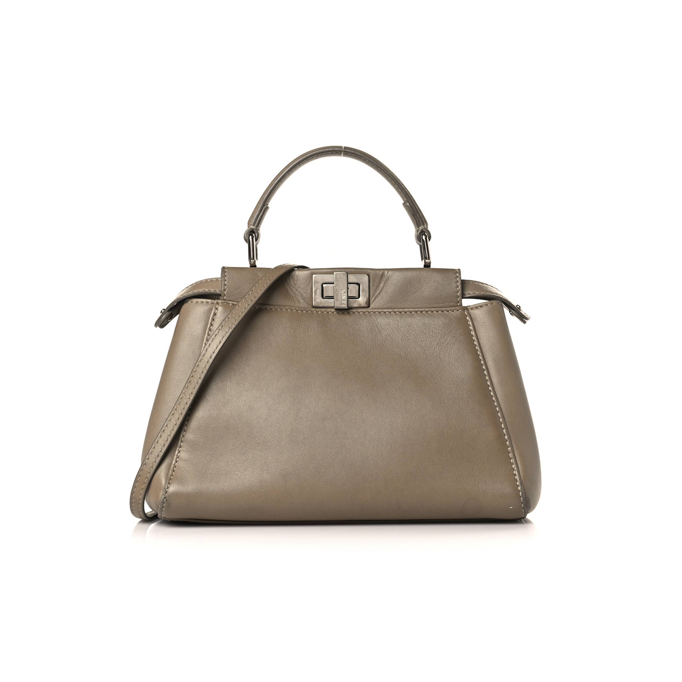 FENDI NAPPA MINI PEEKABOO ICONIC SATCHEL TORTORA (23*18*11cm) FENDI NAPPA MINI PEEKABOO ICONIC SATCHEL TORTORA (23*18*11cm)