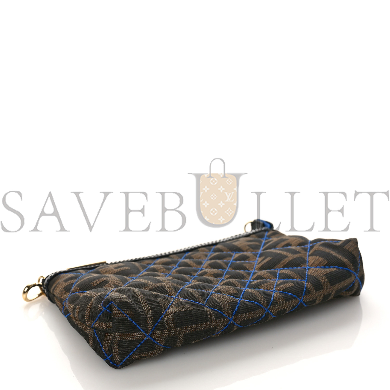 FENDI ZUCCA QUILTED POCHETTE TOBACCO BLUE (20*11*4cm) FENDI ZUCCA QUILTED POCHETTE TOBACCO BLUE (20*11*4cm)