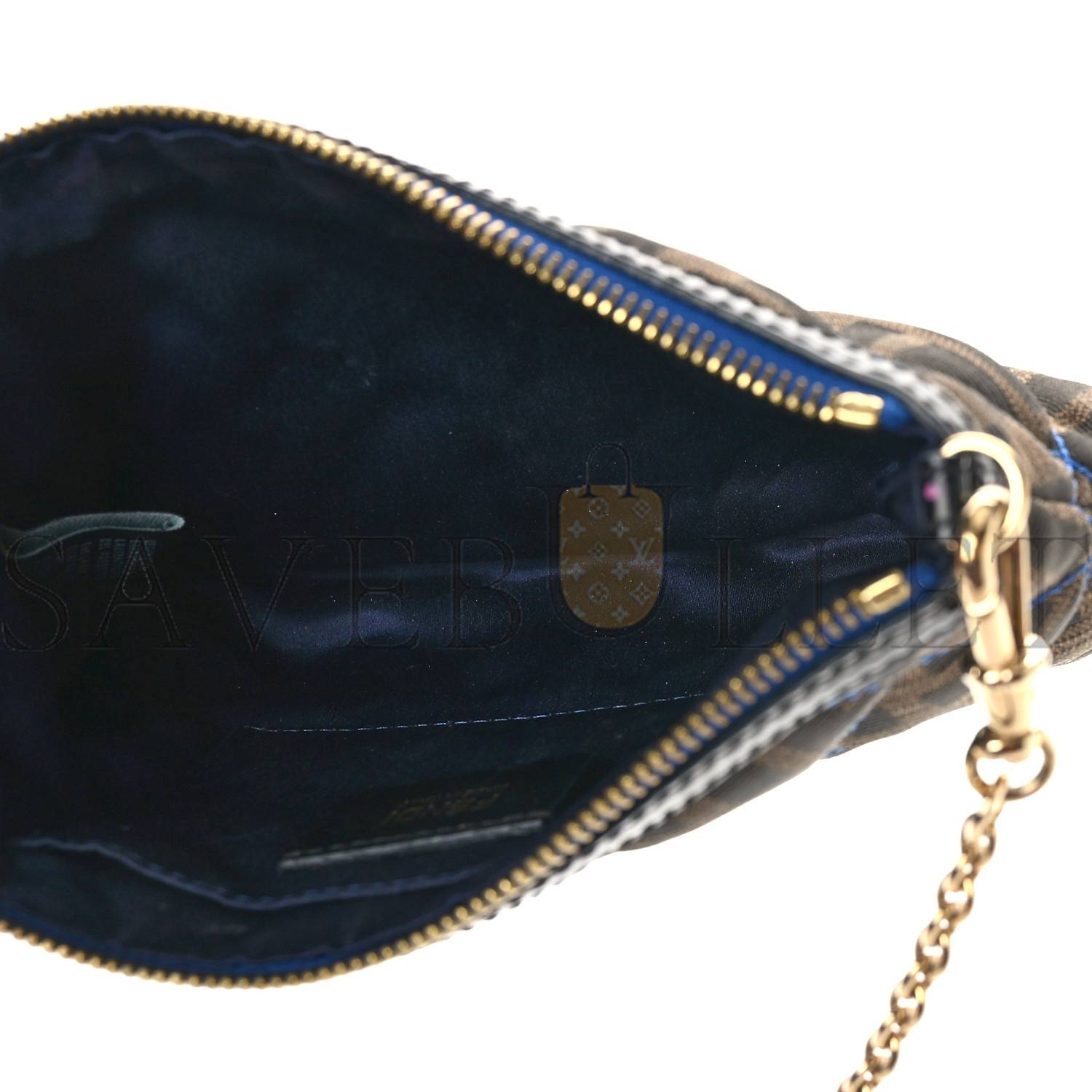 FENDI ZUCCA QUILTED POCHETTE TOBACCO BLUE (20*11*4cm) FENDI ZUCCA QUILTED POCHETTE TOBACCO BLUE (20*11*4cm)