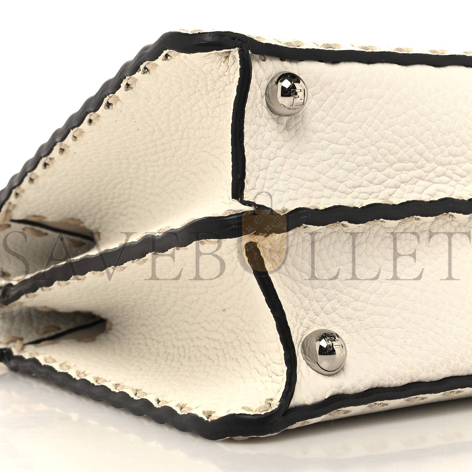 FENDI VITELLO GRANATO CAMOSCIO ELAPHE PYTHON PRINT MACRO STITCHINGS SMALL PEEKABOO I SEE U ICONIC SATCHEL WHITE ROCCIA (33*25*11cm) FENDI VITELLO GRANATO CAMOSCIO ELAPHE PYTHON PRINT MACRO STITCHINGS SMALL PEEKABOO I SEE U ICONIC SATCHEL WHITE ROCCIA (33*25*11cm)
