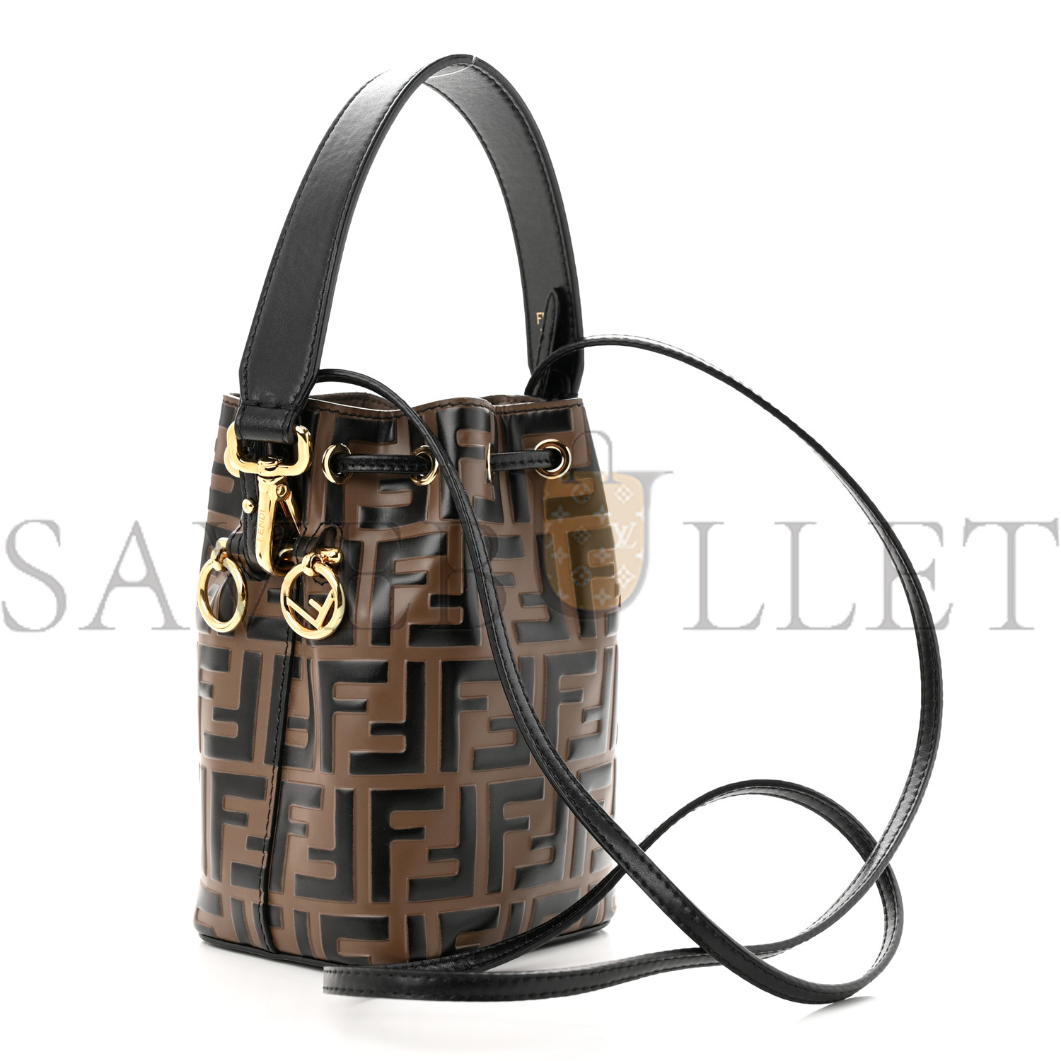 FENDI VITELLO LIBERTY F IS FENDI BI-COLOR FF 1974 EMBOSSED MINI MON TRESOR BUCKET BAG MAYA BLACK (18*12*10cm) FENDI VITELLO LIBERTY F IS FENDI BI-COLOR FF 1974 EMBOSSED MINI MON TRESOR BUCKET BAG MAYA BLACK (18*12*10cm)