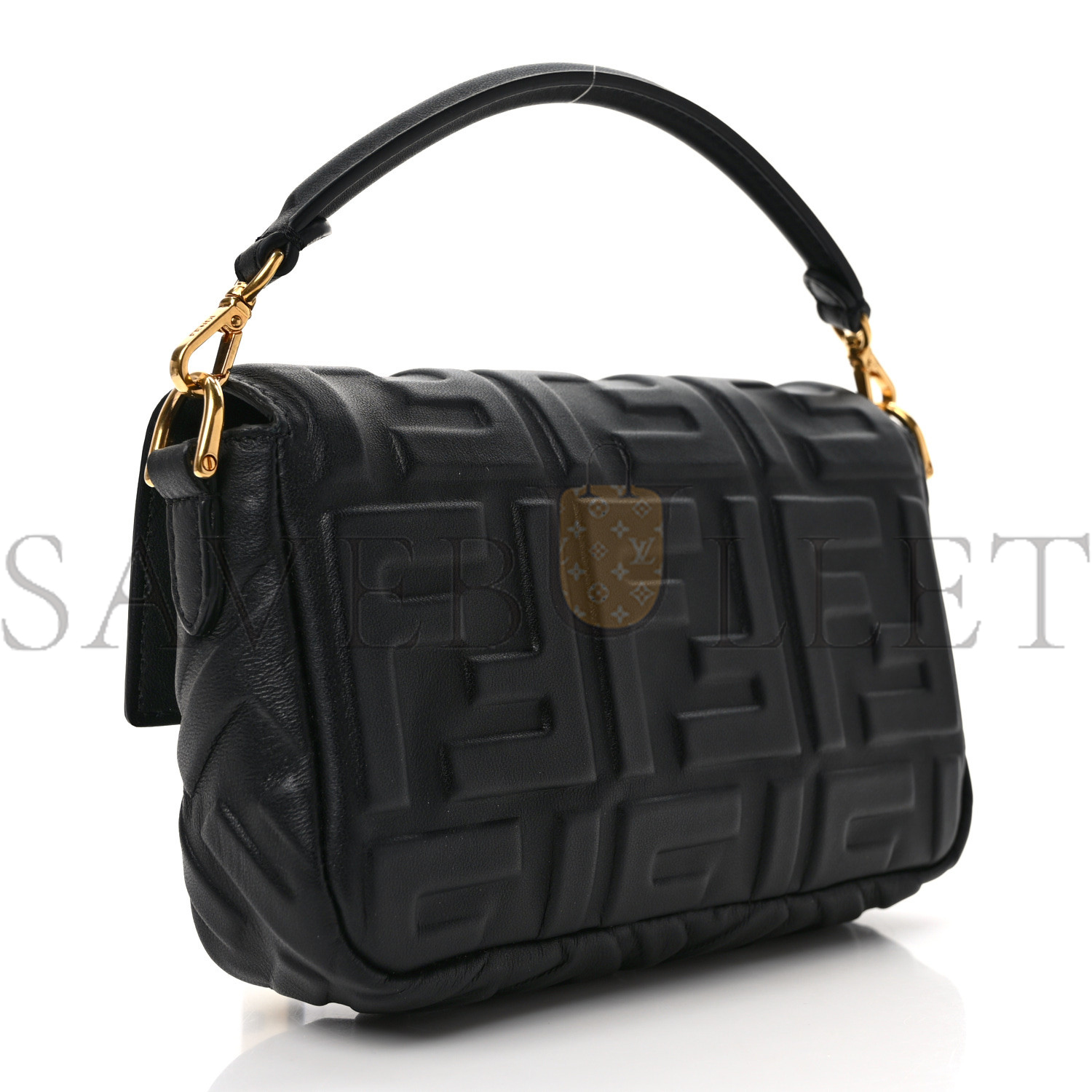 FENDI NAPPA FF 1974 EMBOSSED MINI BAGUETTE BLACK (18*12*4cm) FENDI NAPPA FF 1974 EMBOSSED MINI BAGUETTE BLACK (18*12*4cm)