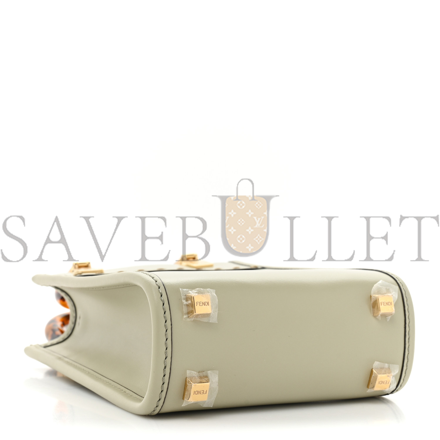 FENDI VITELLO KING PLEXIGLASS LOGO EMBOSSED MINI FENDI SUNSHINE SHOPPER TOTE GREEN TEA (17*13*6cm) FENDI VITELLO KING PLEXIGLASS LOGO EMBOSSED MINI FENDI SUNSHINE SHOPPER TOTE GREEN TEA (17*13*6cm)