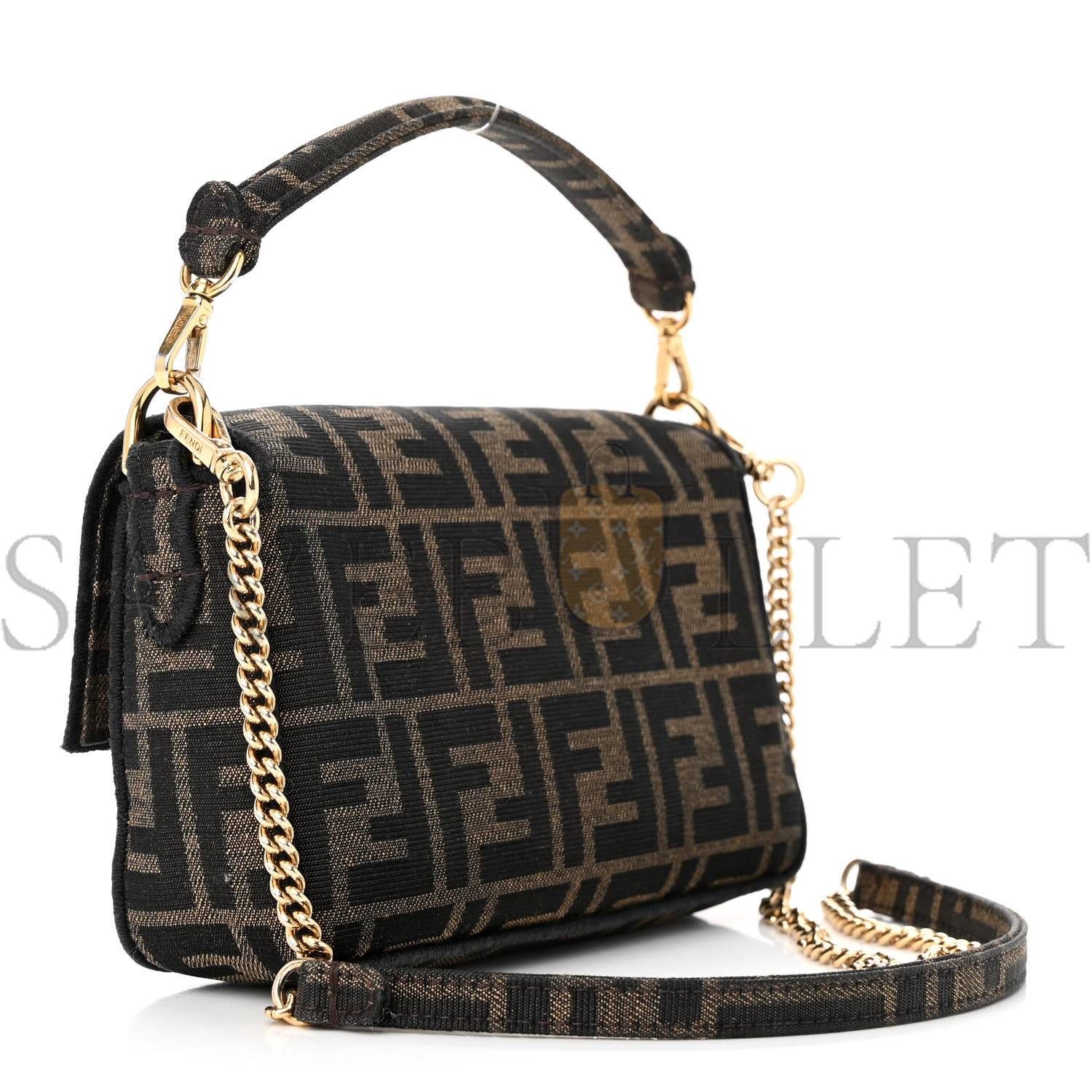 FENDI FABRIC JACQUARD FF 1974 MINI BAGUETTE TOBACCO MORO BLACK (18*11*5cm) FENDI FABRIC JACQUARD FF 1974 MINI BAGUETTE TOBACCO MORO BLACK (18*11*5cm)