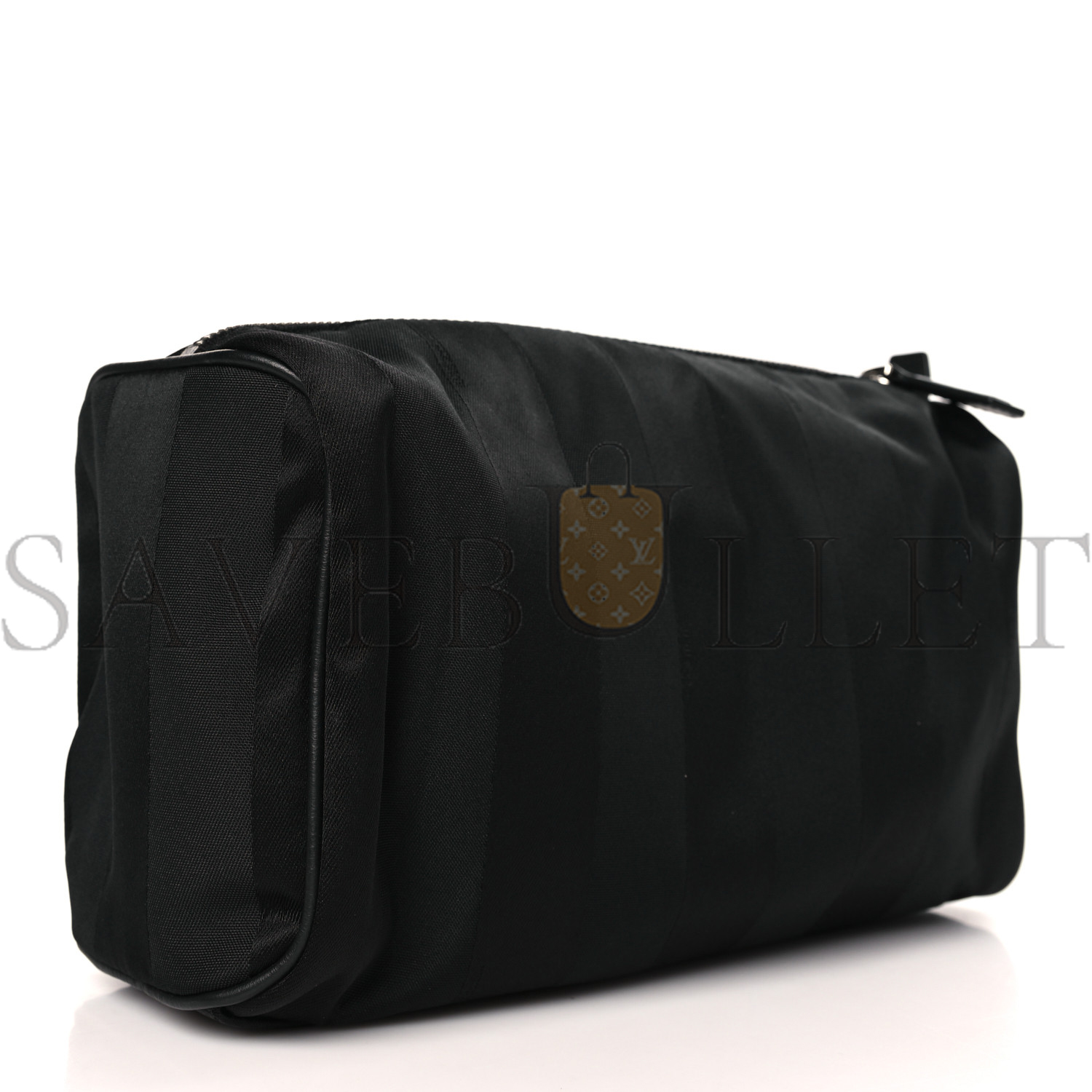 FENDI RECYCLED NYLON VITELLO GRACE LIGHT PEQUIN LOGO TRAVEL POUCH BLACK SUNFLOWER (25*13*11cm) FENDI RECYCLED NYLON VITELLO GRACE LIGHT PEQUIN LOGO TRAVEL POUCH BLACK SUNFLOWER (25*13*11cm)