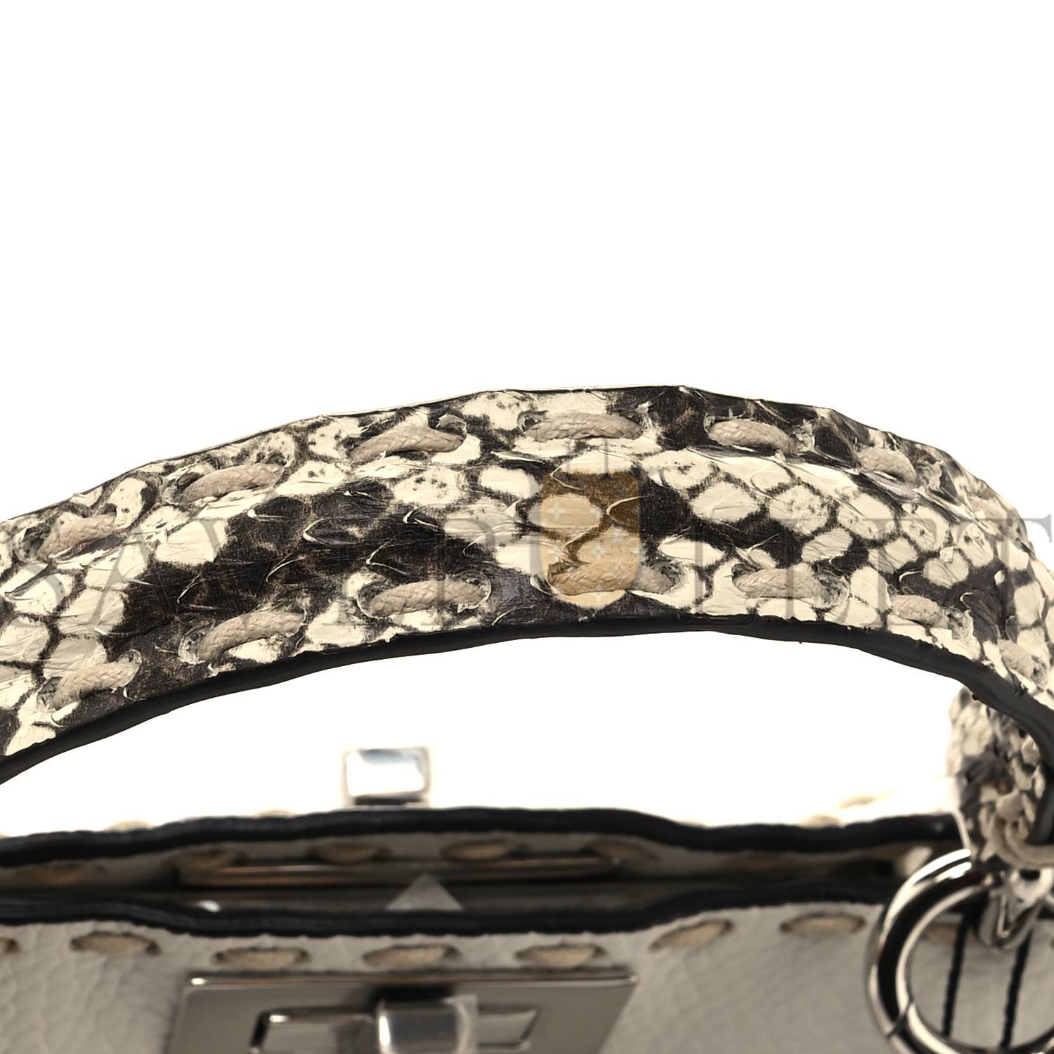 FENDI VITELLO GRANATO CAMOSCIO ELAPHE PYTHON PRINT MACRO STITCHINGS SMALL PEEKABOO I SEE U ICONIC SATCHEL WHITE ROCCIA (33*25*11cm) FENDI VITELLO GRANATO CAMOSCIO ELAPHE PYTHON PRINT MACRO STITCHINGS SMALL PEEKABOO I SEE U ICONIC SATCHEL WHITE ROCCIA (33*25*11cm)