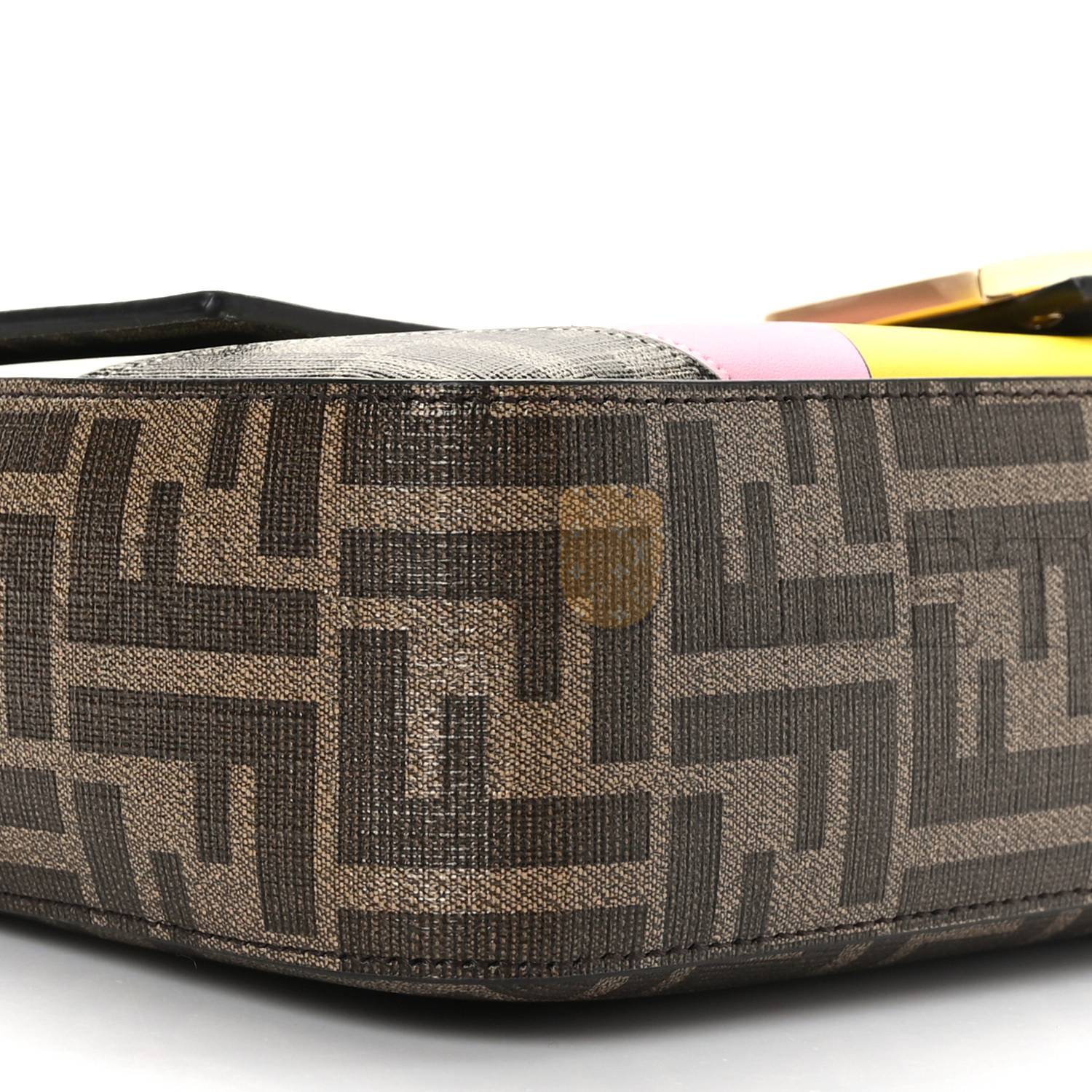 FENDI GLAZED FABRIC FF 1974 HAIRDO GIRLS INLAY BAGUETTE MOGANO PANNA MULTICOLOR (27*15*6cm) FENDI GLAZED FABRIC FF 1974 HAIRDO GIRLS INLAY BAGUETTE MOGANO PANNA MULTICOLOR (27*15*6cm)