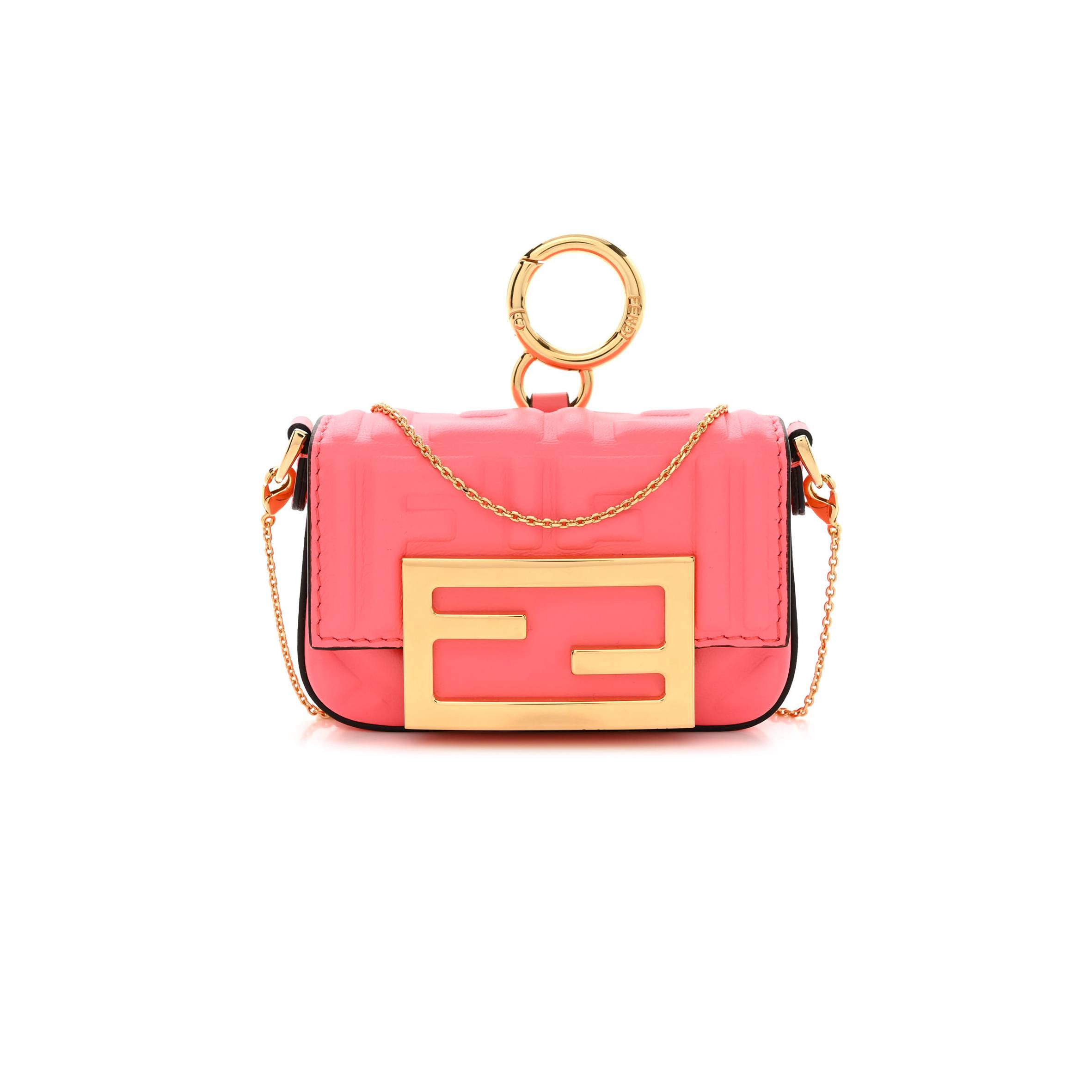 FENDI NAPPA MATISSE FF EMBOSSED NANO MAXI BUCKLE BAGUETTE CHARM PINK DALIA (11*7*3cm) FENDI NAPPA MATISSE FF EMBOSSED NANO MAXI BUCKLE BAGUETTE CHARM PINK DALIA (11*7*3cm)