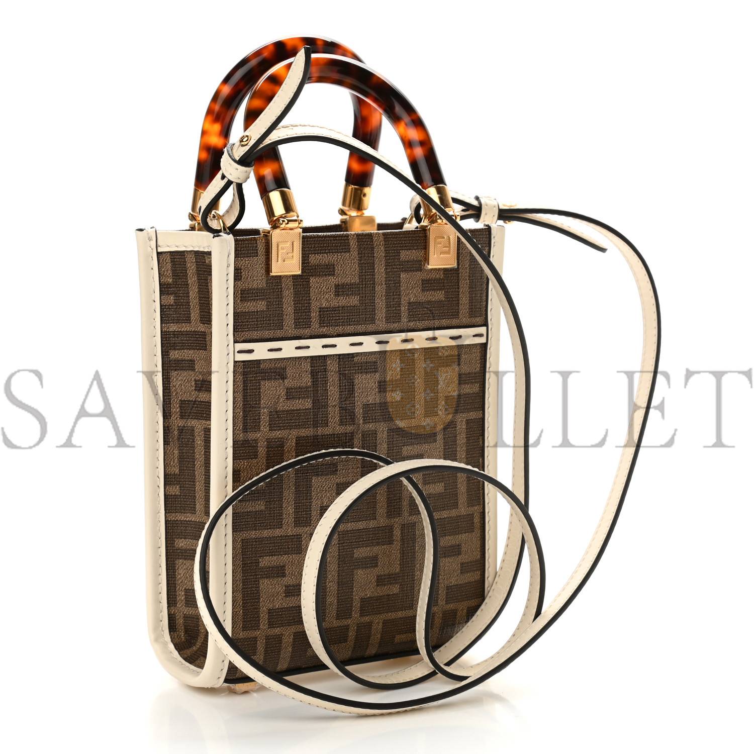 FENDI GLAZED FABRIC VITELLO KING PLEXIGLASS FF 1974 LOGO HAIRDO GIRLS INLAY MINI FENDI SUNSHINE SHOPPER TOTE MOGANO PANNA MULTICOLOR (17*13*5cm) FENDI GLAZED FABRIC VITELLO KING PLEXIGLASS FF 1974 LOGO HAIRDO GIRLS INLAY MINI FENDI SUNSHINE SHOPPER TOTE MOGANO PANNA MULTICOLOR (17*13*5cm)
