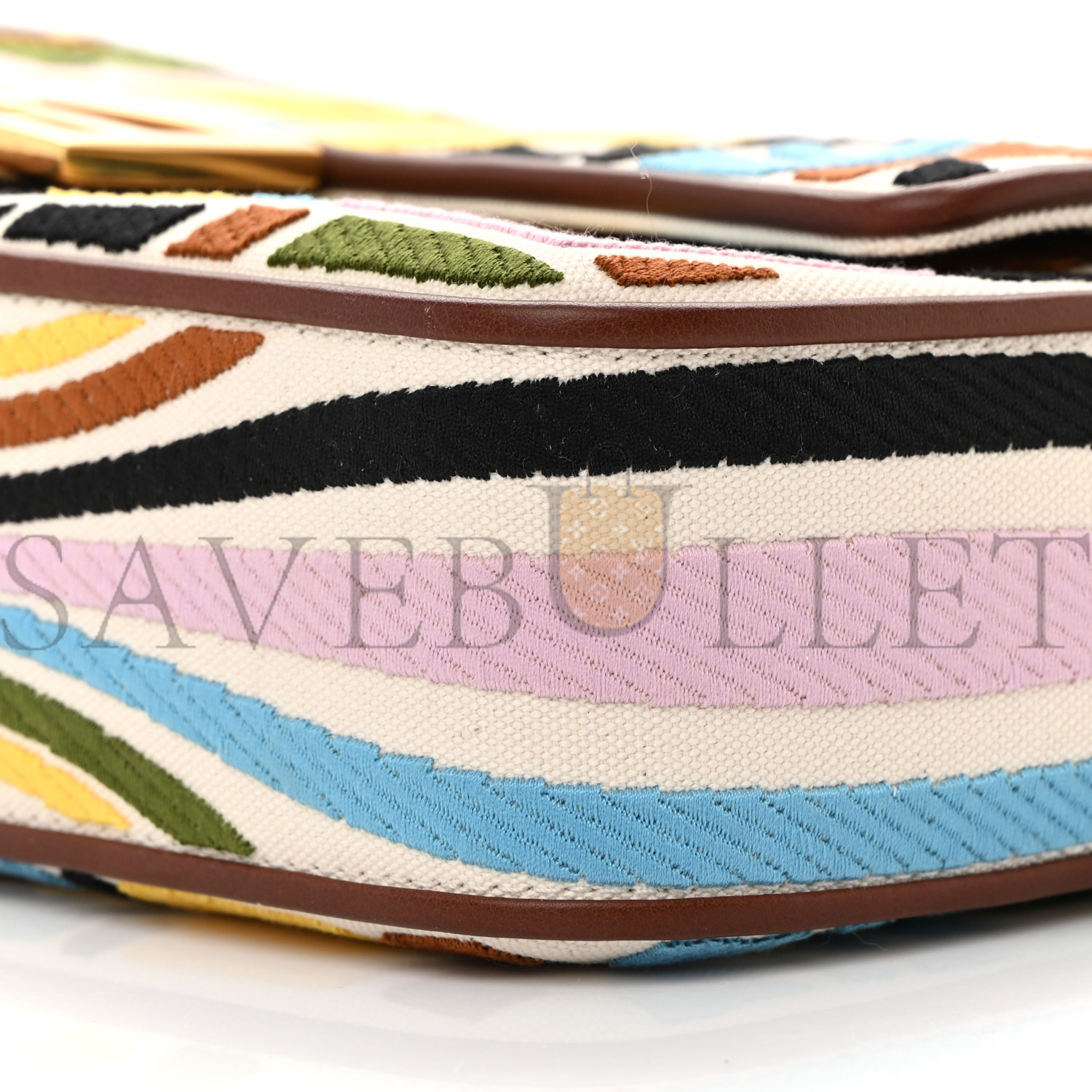 FENDI X SARA COLEMAN CANVAS VITELLO KING SETA FF FISH EYE EMBROIDERED BAGUETTE GREZZO MULTICOLOR GHIANDA (28*15*6cm) FENDI X SARA COLEMAN CANVAS VITELLO KING SETA FF FISH EYE EMBROIDERED BAGUETTE GREZZO MULTICOLOR GHIANDA (28*15*6cm)