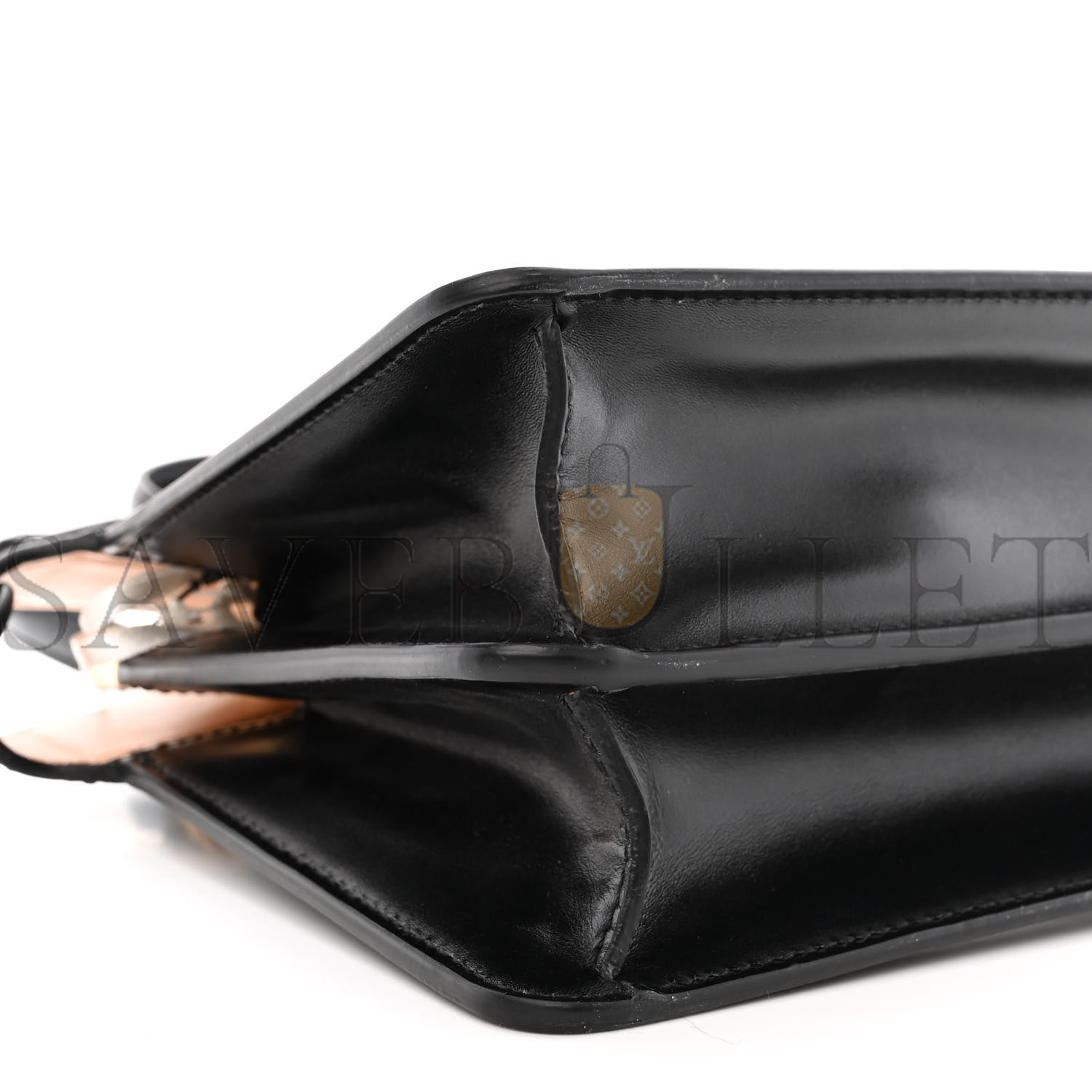 FENDI VITELLO KING LUXOR SHINY NAPPA MEDIUM PEEKABOO I SEE U EAST WEST SATCHEL BLACK LIGHT ROSE (29*18*11cm) FENDI VITELLO KING LUXOR SHINY NAPPA MEDIUM PEEKABOO I SEE U EAST WEST SATCHEL BLACK LIGHT ROSE (29*18*11cm)