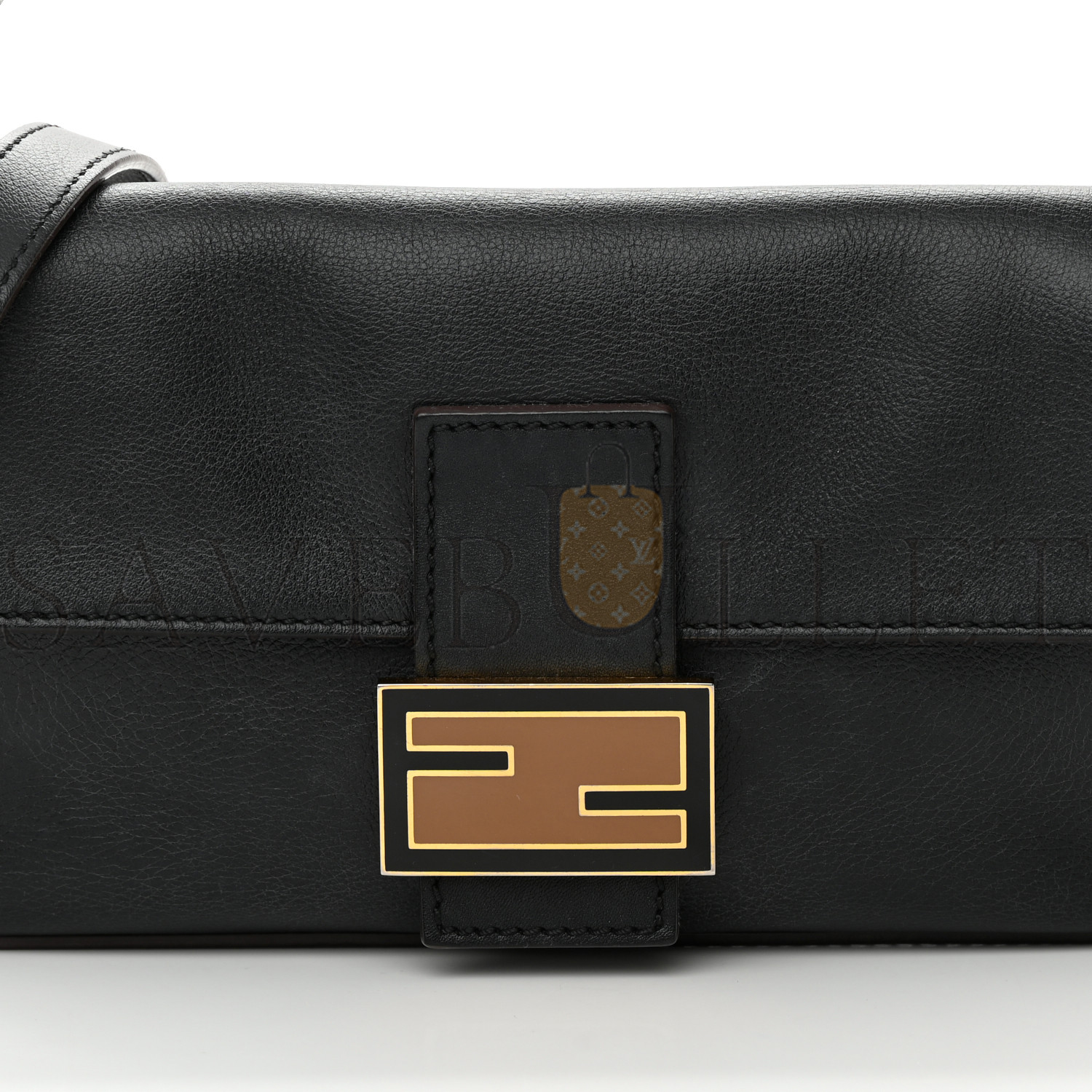 FENDI VITELLO FLAMINGO ENAMEL BAGUETTE BLACK (27*15*4cm) FENDI VITELLO FLAMINGO ENAMEL BAGUETTE BLACK (27*15*4cm)