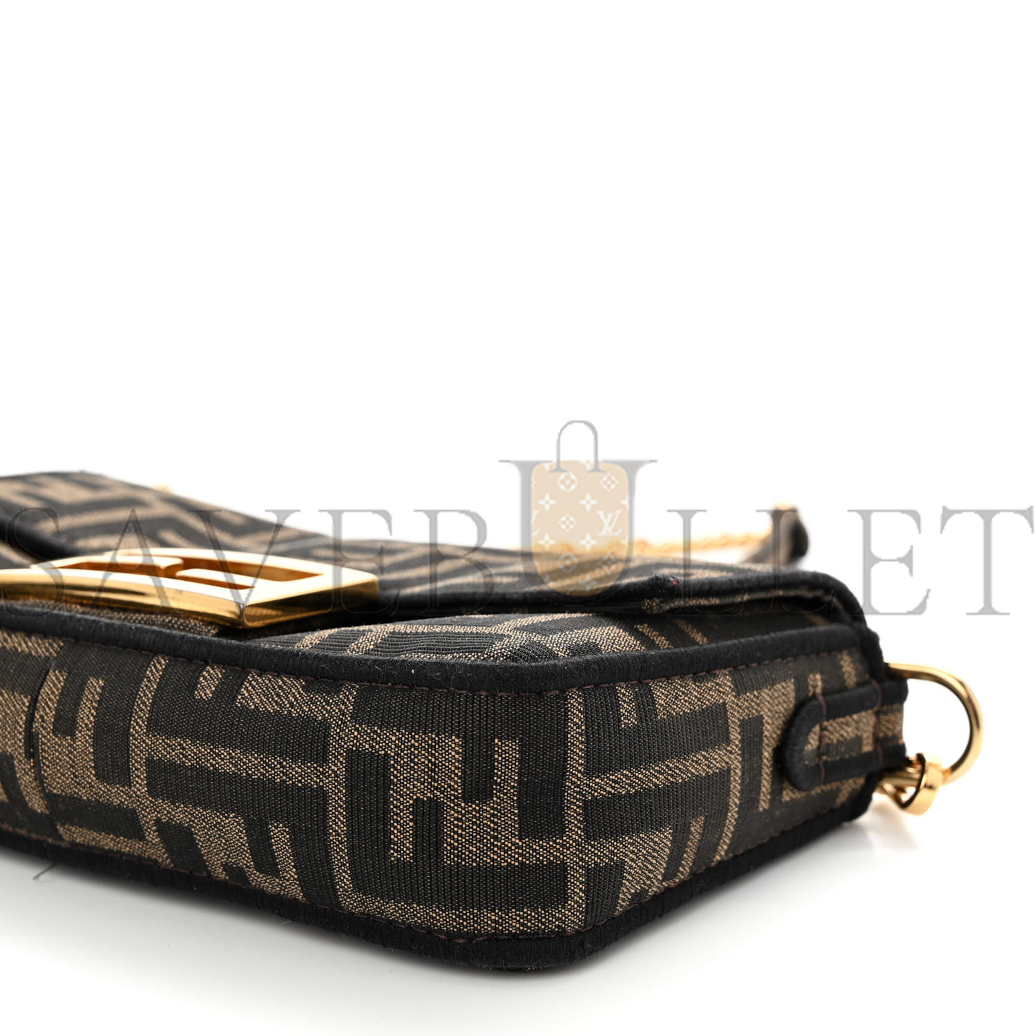 FENDI FABRIC JACQUARD FF 1974 MINI BAGUETTE TOBACCO MORO BLACK (19*11*5cm) FENDI FABRIC JACQUARD FF 1974 MINI BAGUETTE TOBACCO MORO BLACK (19*11*5cm)