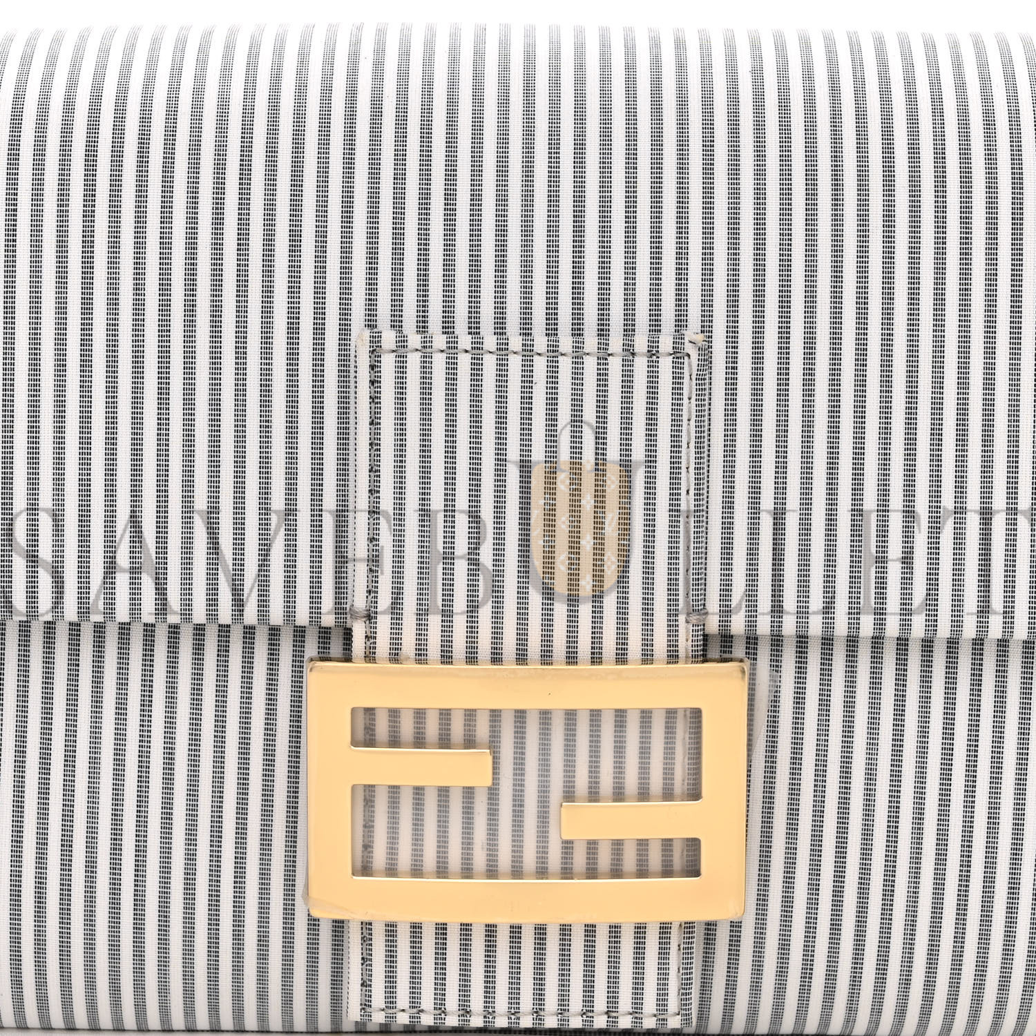 FENDI COTTON CUOIO BRETAGNA STRIPED BAGUETTE GRIGIO WHITE BLACK (27*15*6cm) FENDI COTTON CUOIO BRETAGNA STRIPED BAGUETTE GRIGIO WHITE BLACK (27*15*6cm)