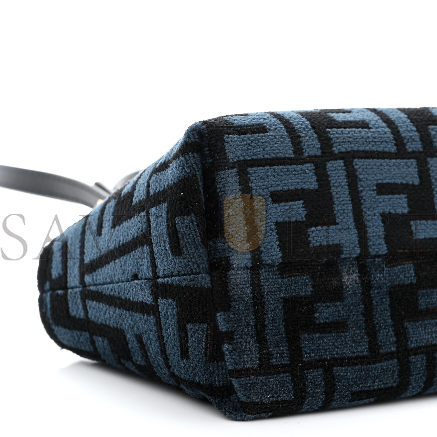FENDI CHENILLE VITELLO KING PLEXIGLASS FF MINI BY THE WAY TOP HANDLE BOSTON BAG BLUE BLACK (17*11*8cm) FENDI CHENILLE VITELLO KING PLEXIGLASS FF MINI BY THE WAY TOP HANDLE BOSTON BAG BLUE BLACK (17*11*8cm)