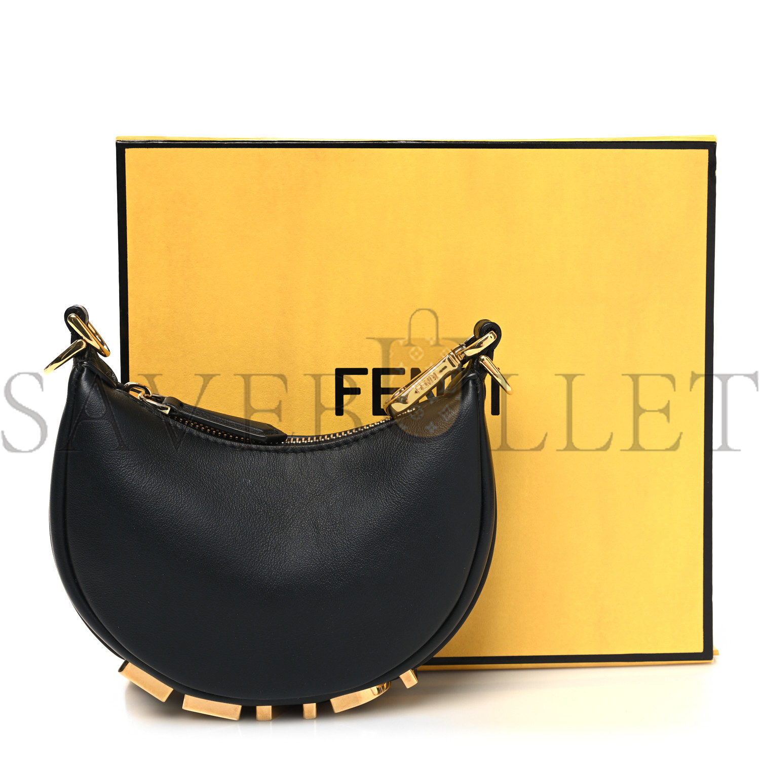 FENDI VITELLO GRACE MATTE NANO FENDIGRAPHY HOBO CHARM BLACK (15*10*5cm) FENDI VITELLO GRACE MATTE NANO FENDIGRAPHY HOBO CHARM BLACK (15*10*5cm)