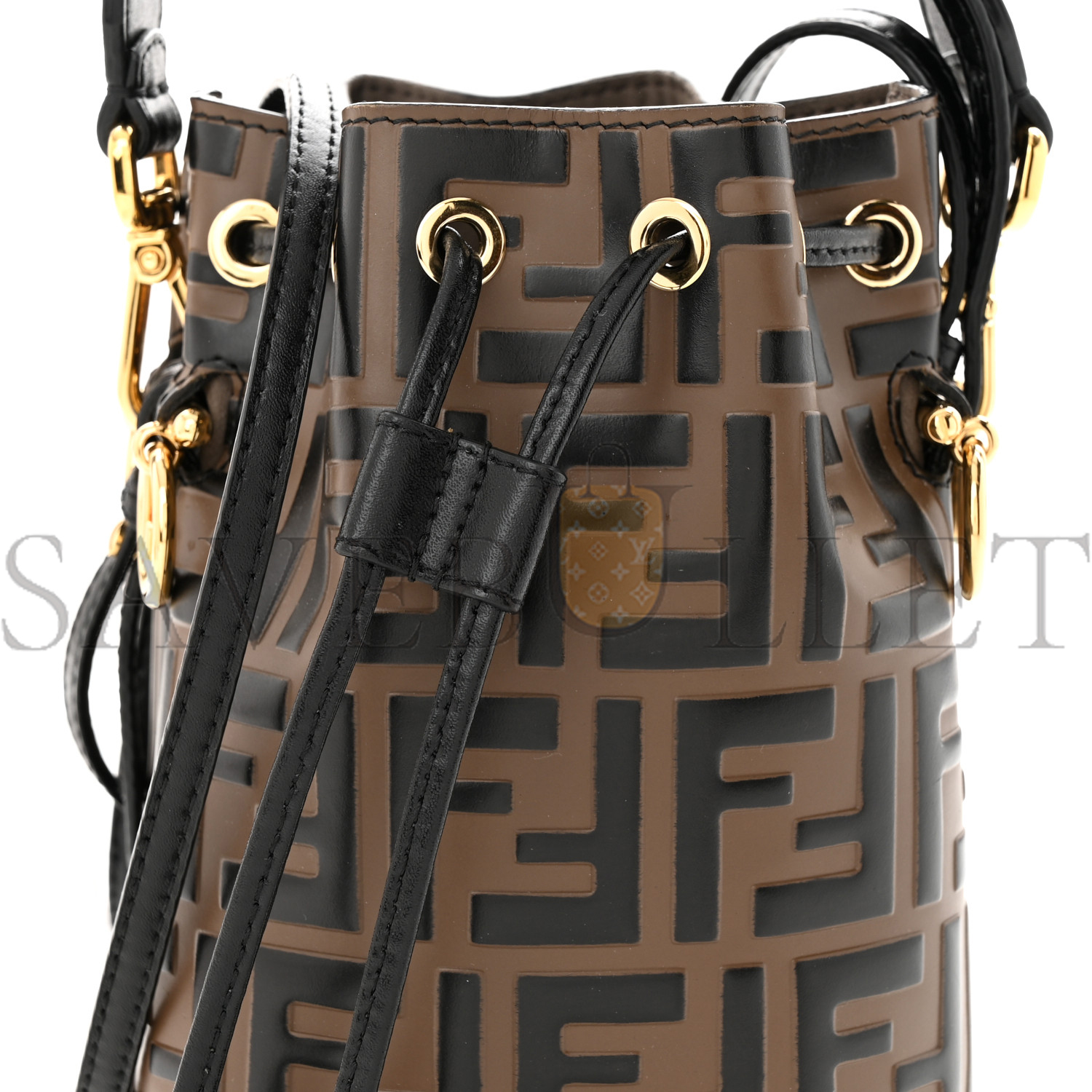 FENDI VITELLO LIBERTY F IS FENDI BI-COLOR FF 1974 EMBOSSED MINI MON TRESOR BUCKET BAG MAYA BLACK (18*12*10cm) FENDI VITELLO LIBERTY F IS FENDI BI-COLOR FF 1974 EMBOSSED MINI MON TRESOR BUCKET BAG MAYA BLACK (18*12*10cm)