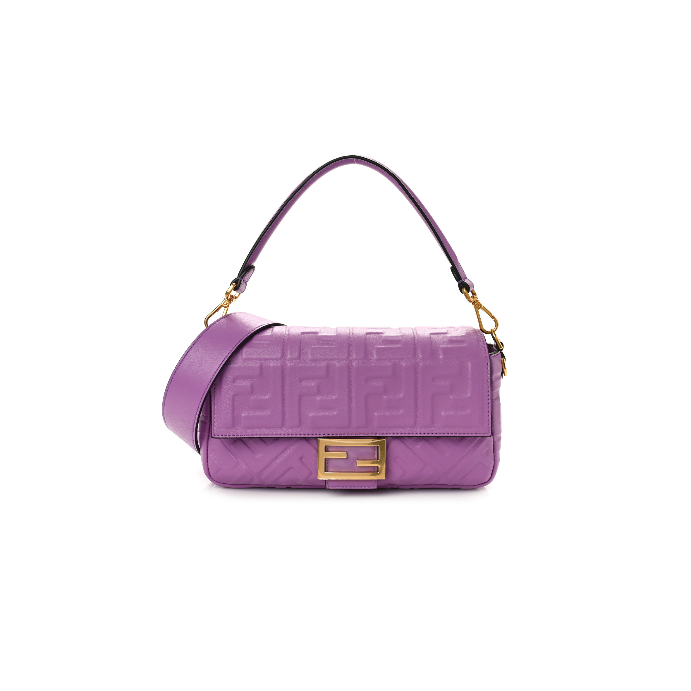 FENDI NAPPA FF 1974 EMBOSSED BAGUETTE AGAPANTO (26*14*6cm) FENDI NAPPA FF 1974 EMBOSSED BAGUETTE AGAPANTO (26*14*6cm)