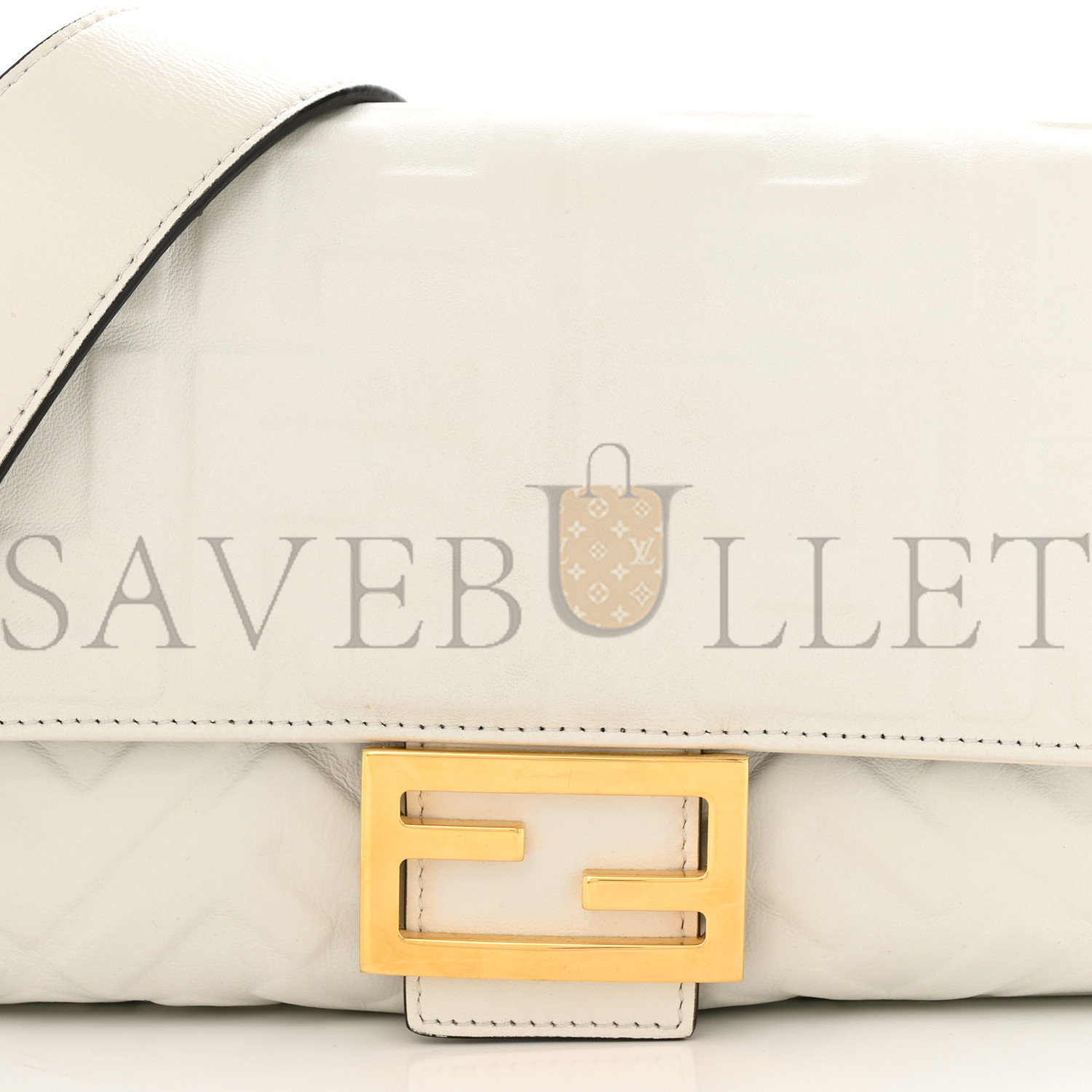 FENDI NAPPA FF 1974 EMBOSSED BAGUETTE WHITE (26*15*6cm) FENDI NAPPA FF 1974 EMBOSSED BAGUETTE WHITE (26*15*6cm)