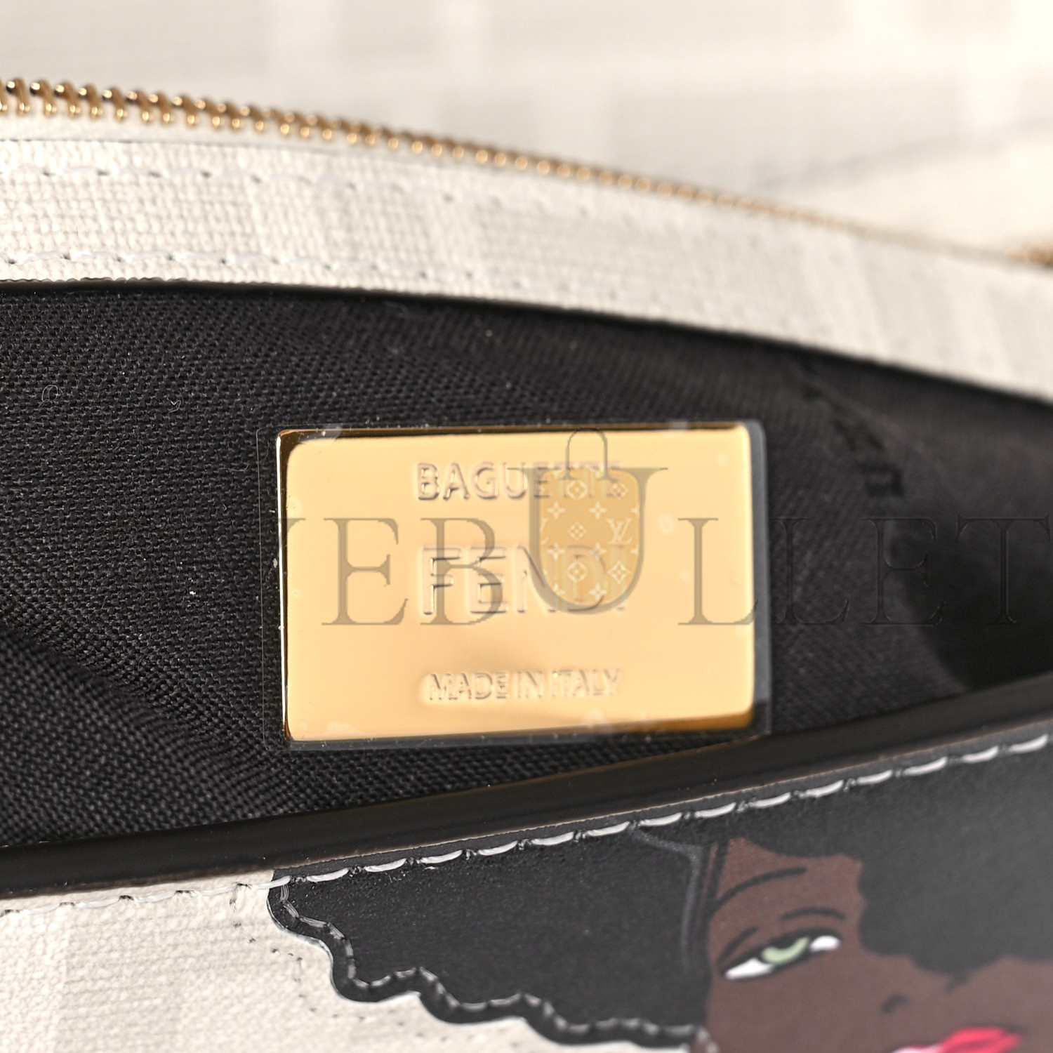 FENDI GLAZED FABRIC FF BIKINI GIRLS INLAY BAGUETTE BIANCO PERLA MULTICOLOR (27*15*6cm) FENDI GLAZED FABRIC FF BIKINI GIRLS INLAY BAGUETTE BIANCO PERLA MULTICOLOR (27*15*6cm)