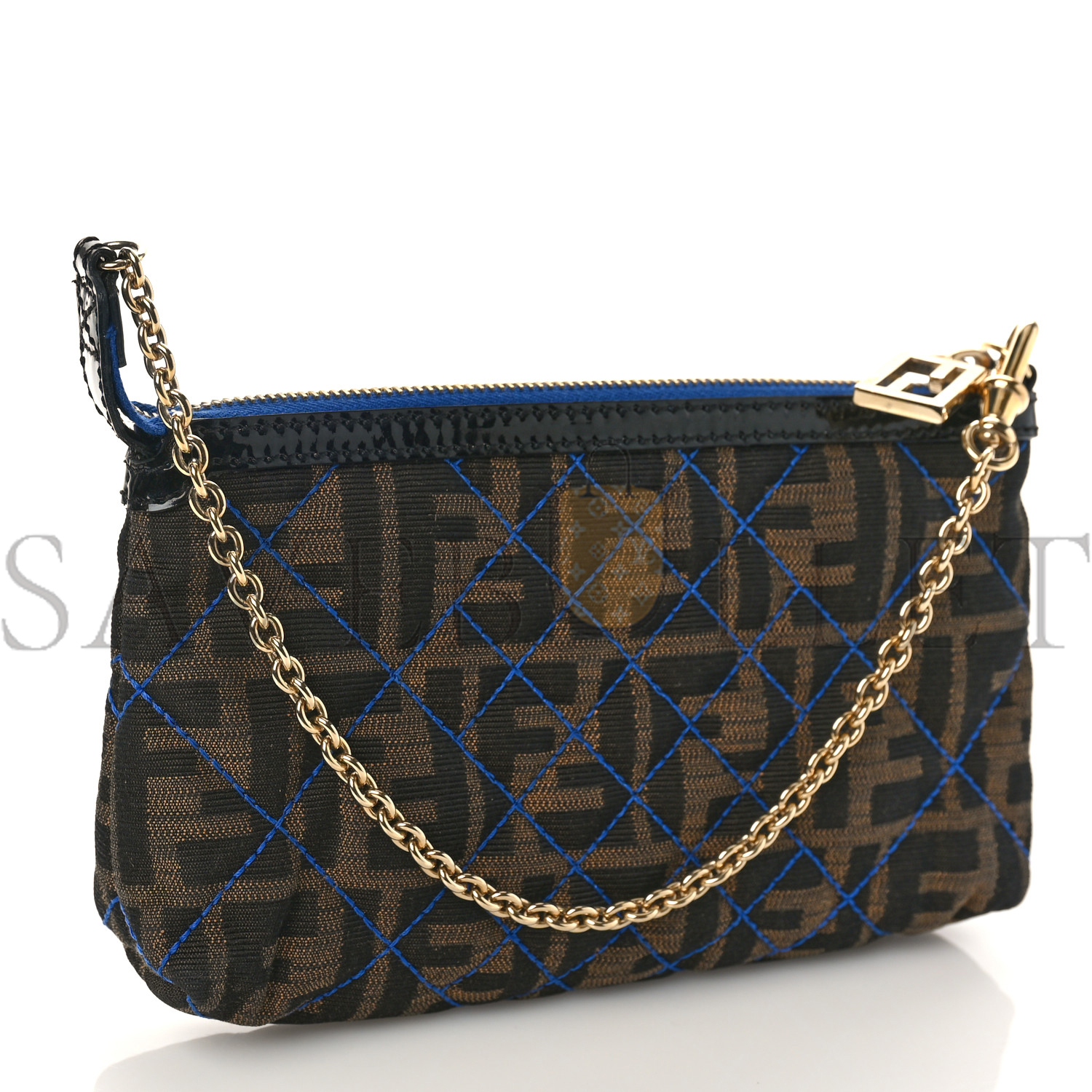 FENDI ZUCCA QUILTED POCHETTE TOBACCO BLUE (20*11*4cm) FENDI ZUCCA QUILTED POCHETTE TOBACCO BLUE (20*11*4cm)