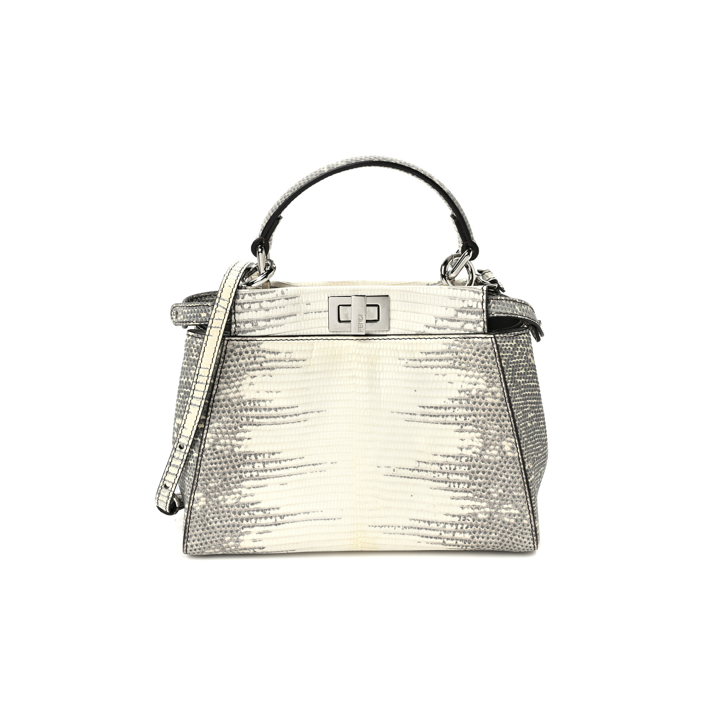 FENDI LIZARD TOGO SHINY NAPPA MINI PEEKABOO ICONIC SATCHEL ROCCIA (23*18*12cm) FENDI LIZARD TOGO SHINY NAPPA MINI PEEKABOO ICONIC SATCHEL ROCCIA (23*18*12cm)