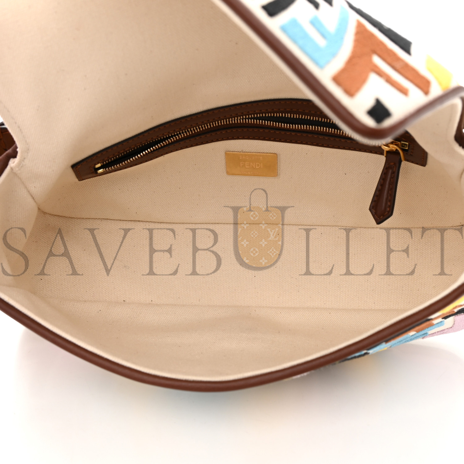 FENDI X SARA COLEMAN CANVAS VITELLO KING SETA FF FISH EYE EMBROIDERED BAGUETTE GREZZO MULTICOLOR GHIANDA (28*15*6cm) FENDI X SARA COLEMAN CANVAS VITELLO KING SETA FF FISH EYE EMBROIDERED BAGUETTE GREZZO MULTICOLOR GHIANDA (28*15*6cm)