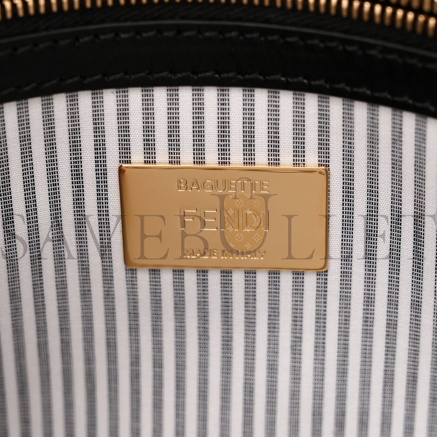 FENDI COTTON CUOIO BRETAGNA STRIPED BAGUETTE GRIGIO WHITE BLACK (27*15*6cm) FENDI COTTON CUOIO BRETAGNA STRIPED BAGUETTE GRIGIO WHITE BLACK (27*15*6cm)