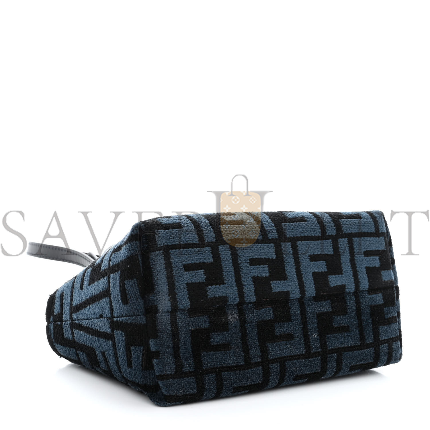 FENDI CHENILLE VITELLO KING PLEXIGLASS FF MINI BY THE WAY TOP HANDLE BOSTON BAG BLUE BLACK (17*11*8cm) FENDI CHENILLE VITELLO KING PLEXIGLASS FF MINI BY THE WAY TOP HANDLE BOSTON BAG BLUE BLACK (17*11*8cm)