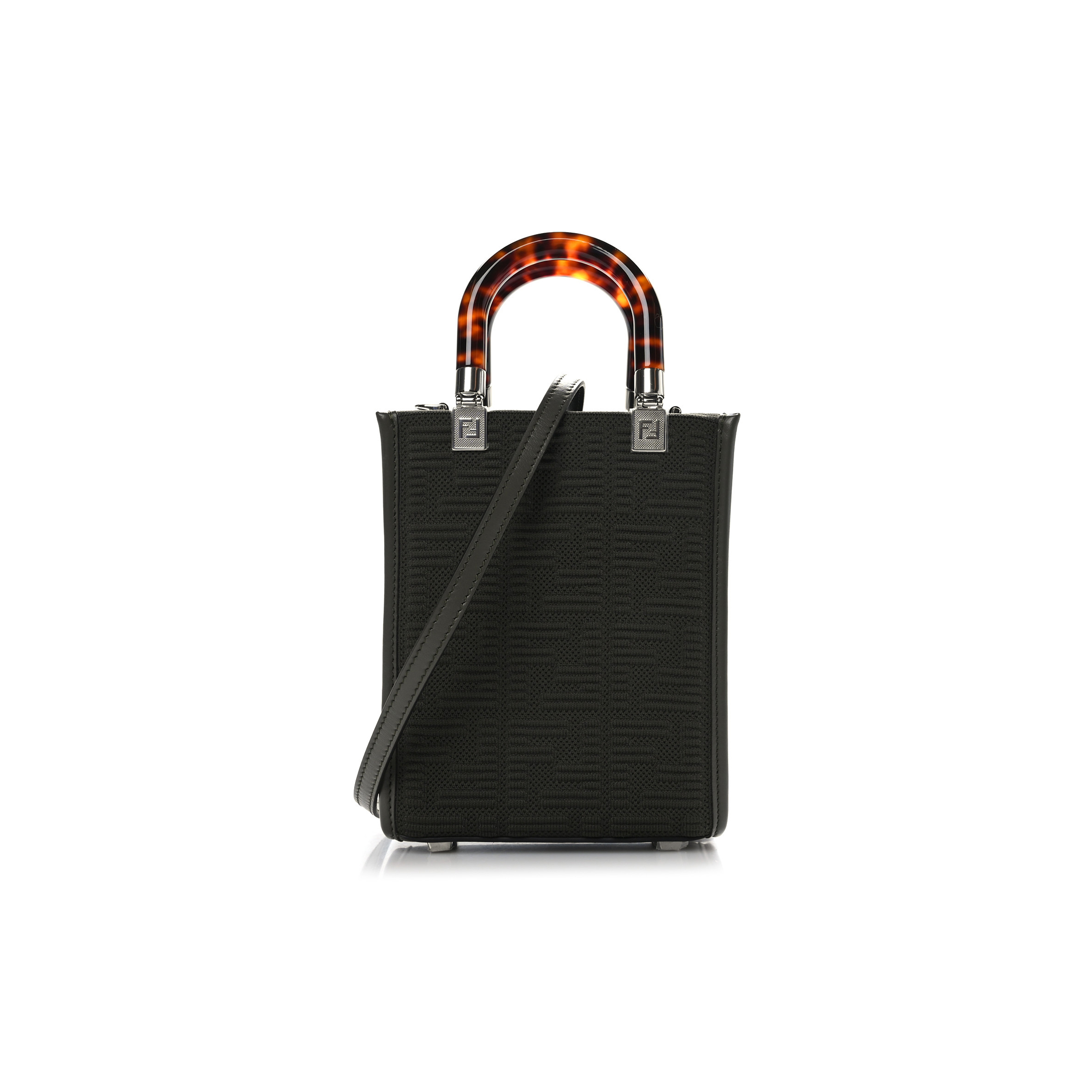 FENDI TECHNICAL FABRIC VITELLO CEYLON PLEXIGLASS FF MINI FENDI SUNSHINE SHOPPER TOTE WOOD (18*13*5cm) FENDI TECHNICAL FABRIC VITELLO CEYLON PLEXIGLASS FF MINI FENDI SUNSHINE SHOPPER TOTE WOOD (18*13*5cm)