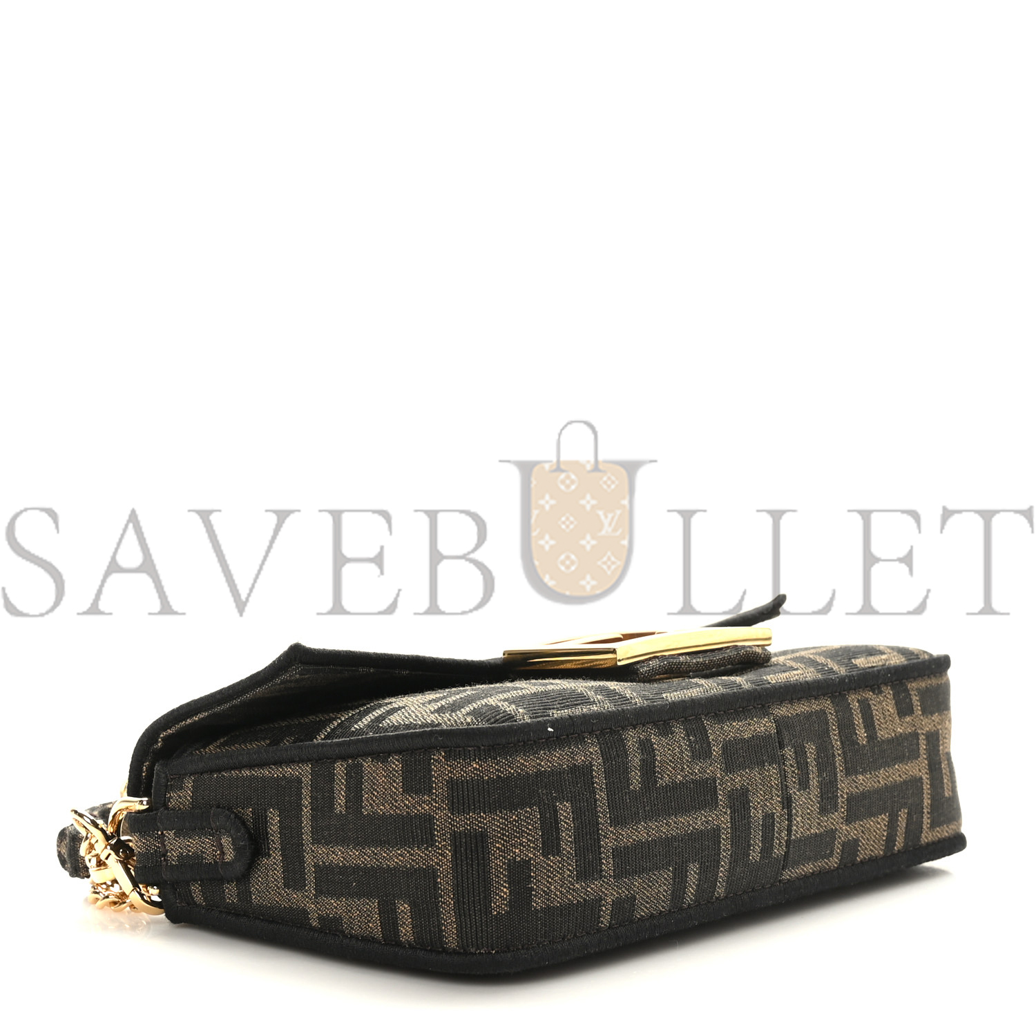 FENDI FABRIC JACQUARD FF 1974 MINI BAGUETTE TOBACCO MORO BLACK (19*11*5cm) FENDI FABRIC JACQUARD FF 1974 MINI BAGUETTE TOBACCO MORO BLACK (19*11*5cm)