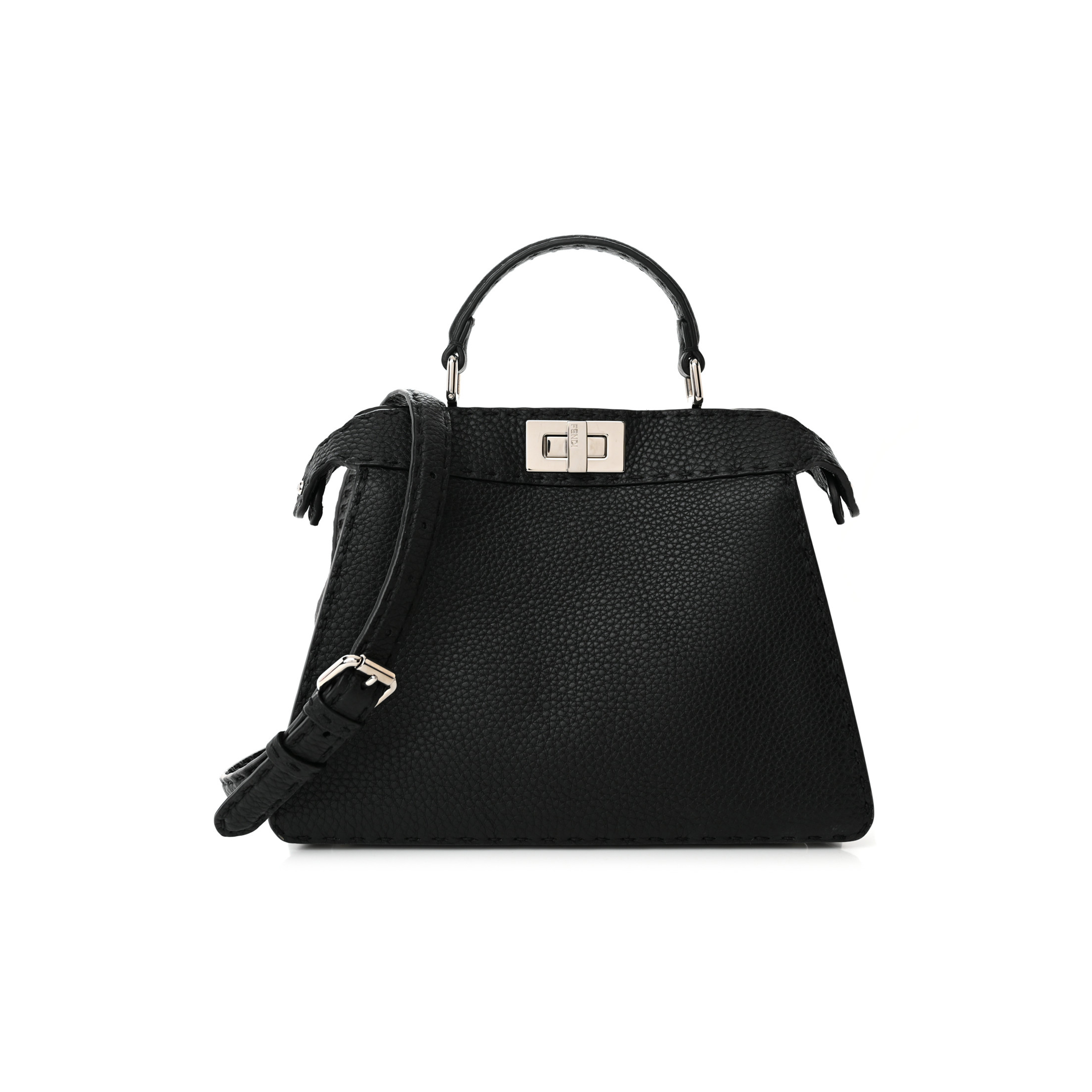 FENDI CUOIO ROMANO SELLERIA SMALL PEEKABOO I SEE U SATCHEL BLACK CAMEL SUNFLOWER (27*20*11cm) FENDI CUOIO ROMANO SELLERIA SMALL PEEKABOO I SEE U SATCHEL BLACK CAMEL SUNFLOWER (27*20*11cm)