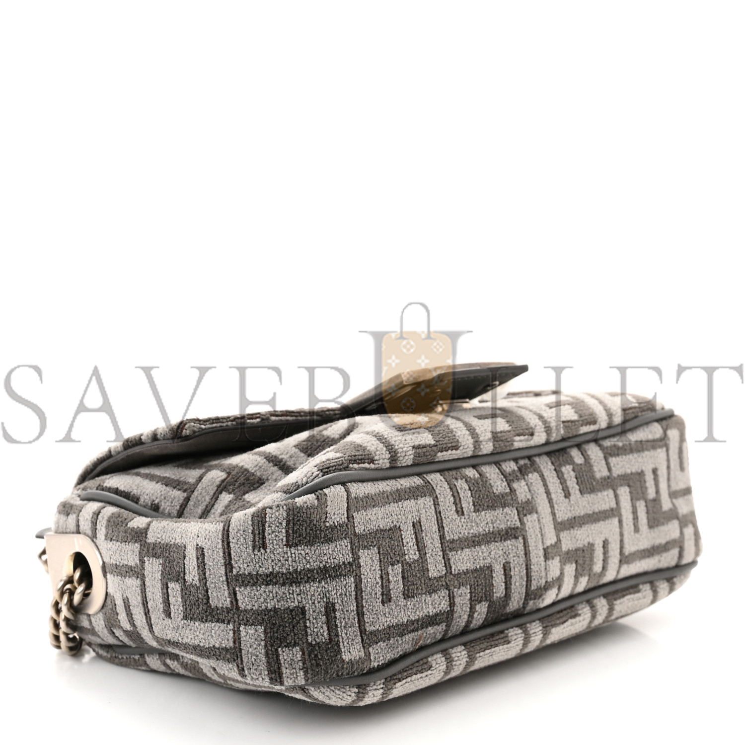 FENDI CHENILLE VITELLO SETA FF MIDI CHAIN BAGUETTE ANTHRACITE ASFALTO (22*13*6cm) FENDI CHENILLE VITELLO SETA FF MIDI CHAIN BAGUETTE ANTHRACITE ASFALTO (22*13*6cm)