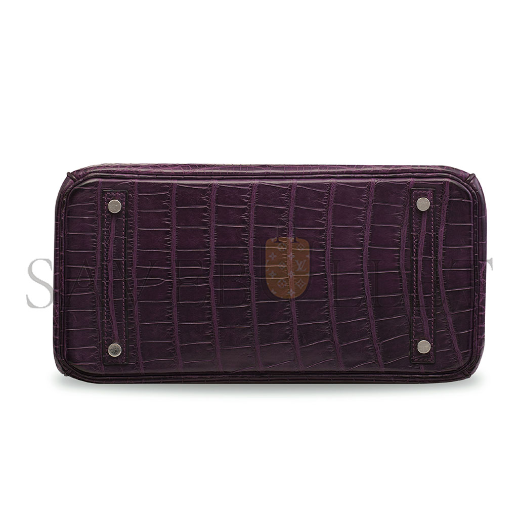 HERMES MASTER BIRKIN 25 CROCODILE CRYSTAL PURPLE HANDBAG 10040416 (25*20*13cm)