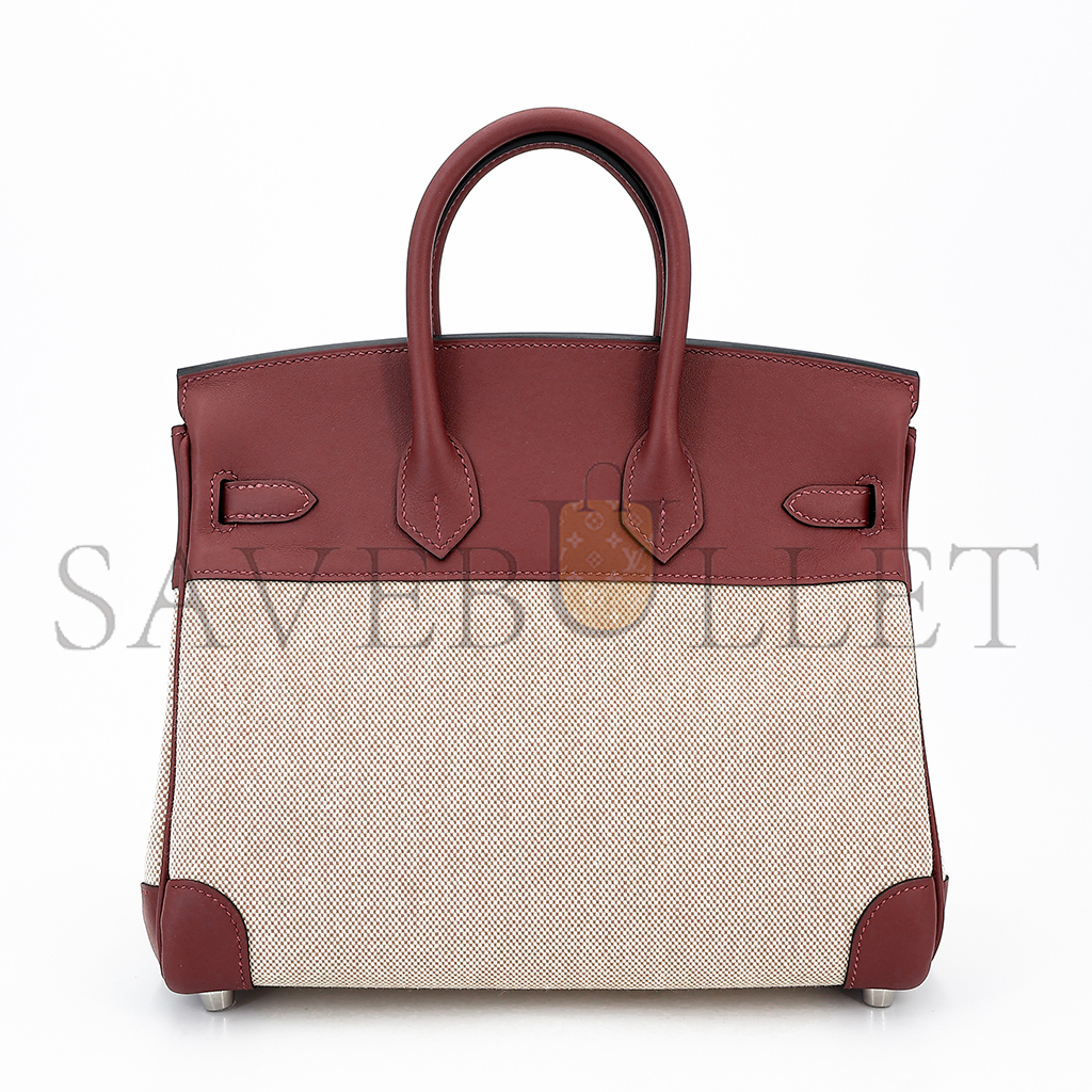 HERMES MASTER BIRKIN 25 LEATHER CANVAS SILVER BUCKLE BAG 6192171144 (25*20*13cm)