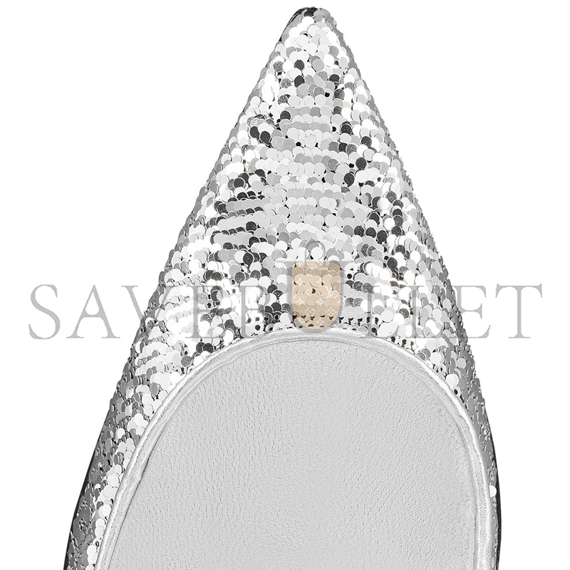 CHRISTIAN LOUBOUTIN KATE MINI PAILLETTES 100 MM PUMPS-CREPE SATIN AND SEQUINS-SILVER-WOMEN 1250527S211