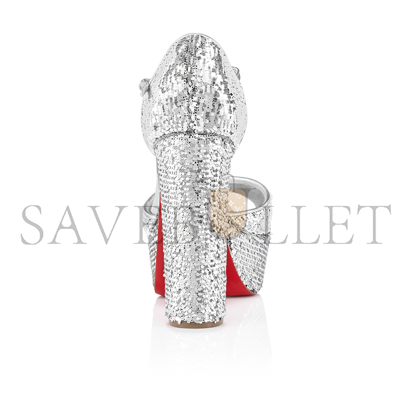 CHRISTIAN LOUBOUTIN SANDALOO MINI PAILLETTES 130 MM STRAPPY SANDALS-CREPE SATIN AND SEQUINS-VERSION SILVER-WOMEN 1250312S281 CHRISTIAN LOUBOUTIN SANDALOO MINI PAILLETTES 130 MM STRAPPY SANDALS-CREPE SATIN AND SEQUINS-VERSION SILVER-WOMEN 1250312S281